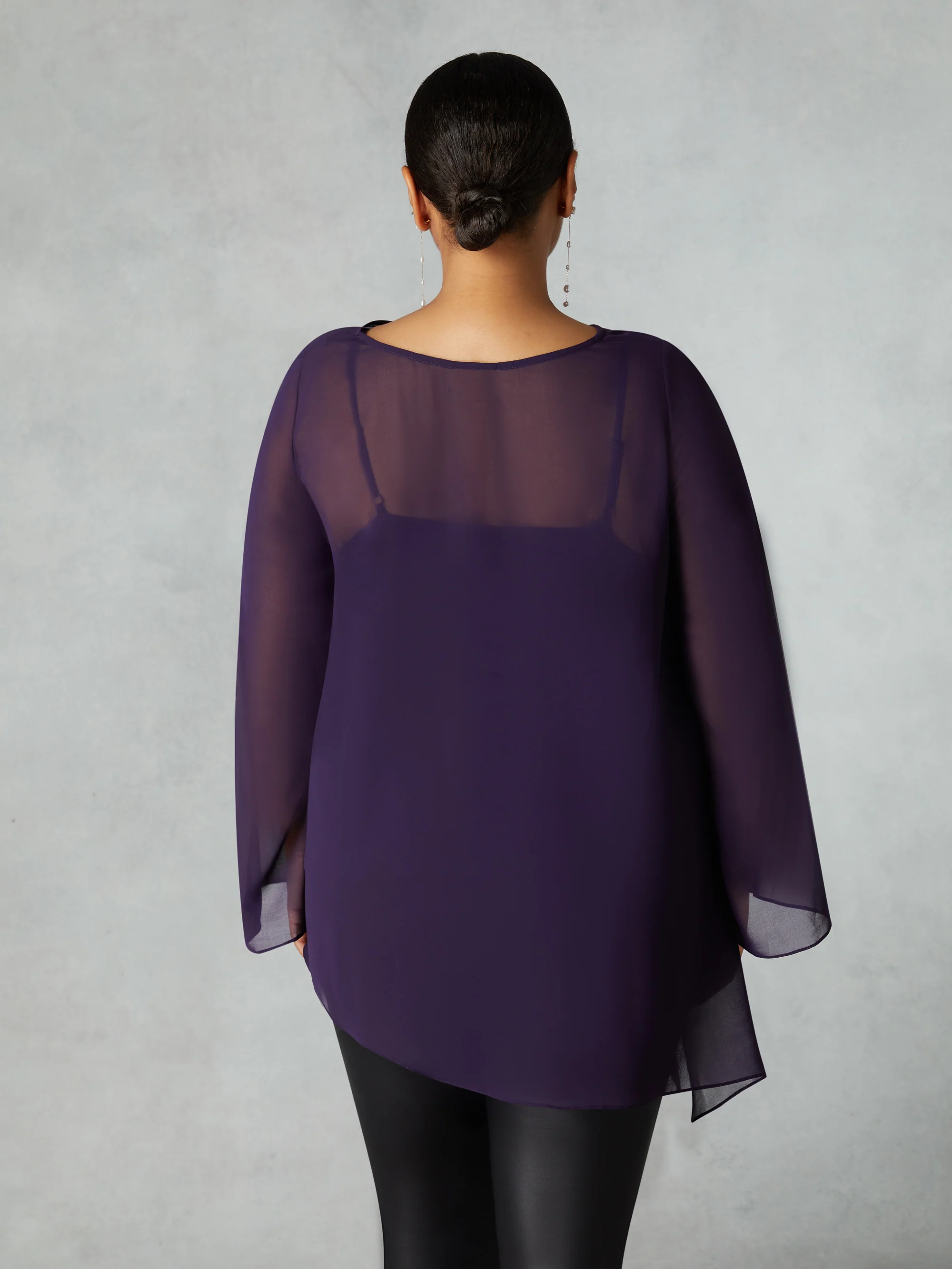 Purple Chiffon Asymmetric Top - Image 3