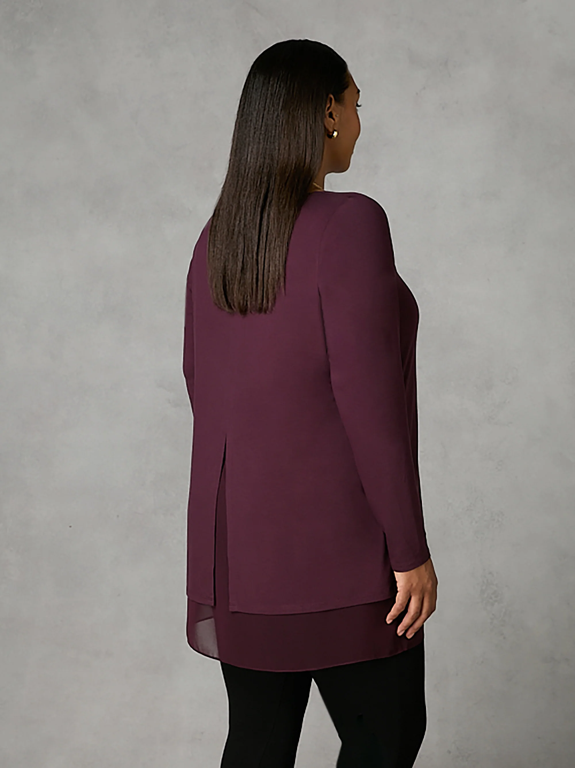 Purple Chiffon Split Back Overlay Top - Image 3