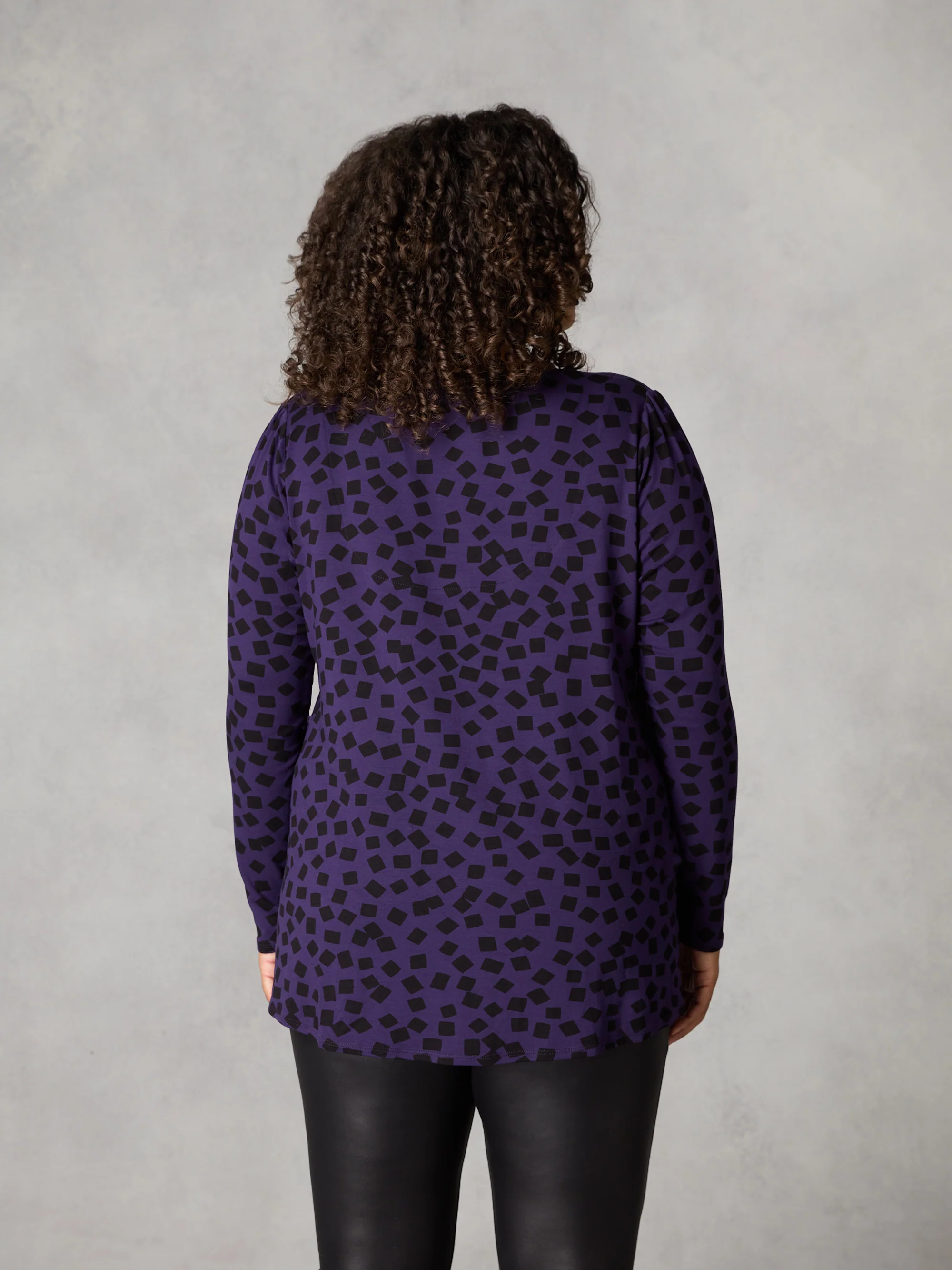 Purple Dash Print Jersey Button Through Shirt - Image 2
