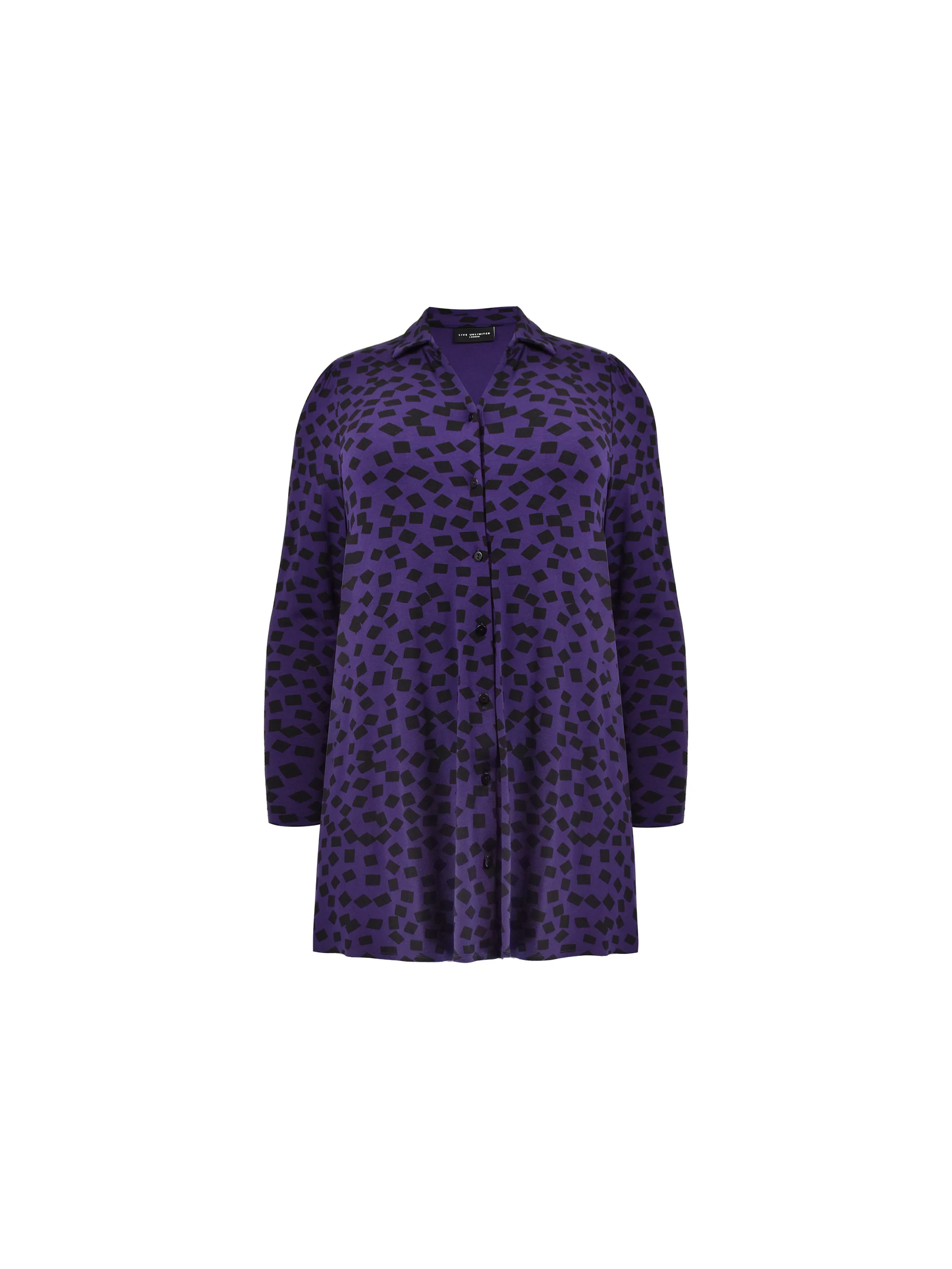 Purple Dash Print Jersey Button Through Shirt - Image 5