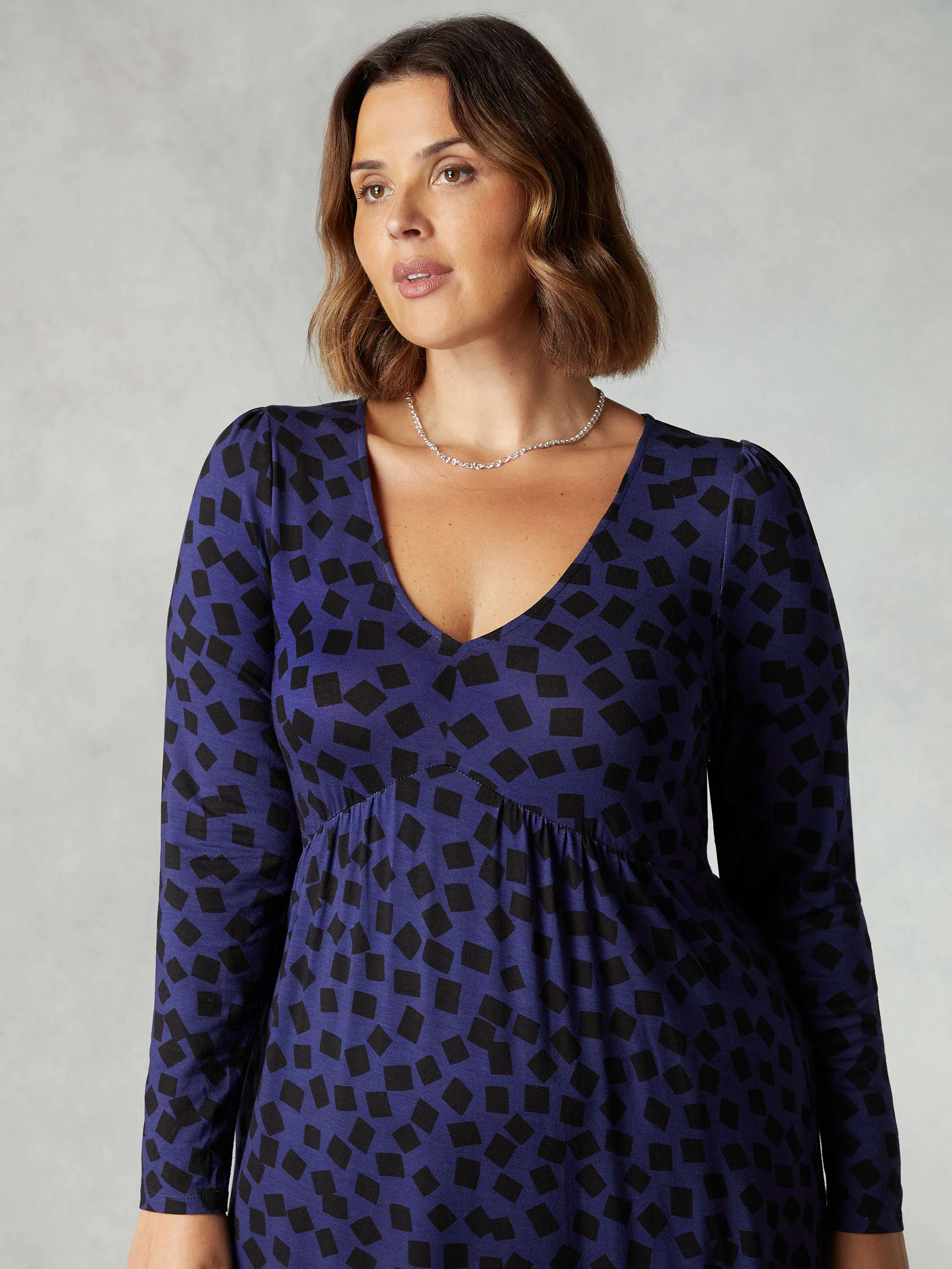 Purple Dash Print Jersey Relaxed Midi Dress - Image 2
