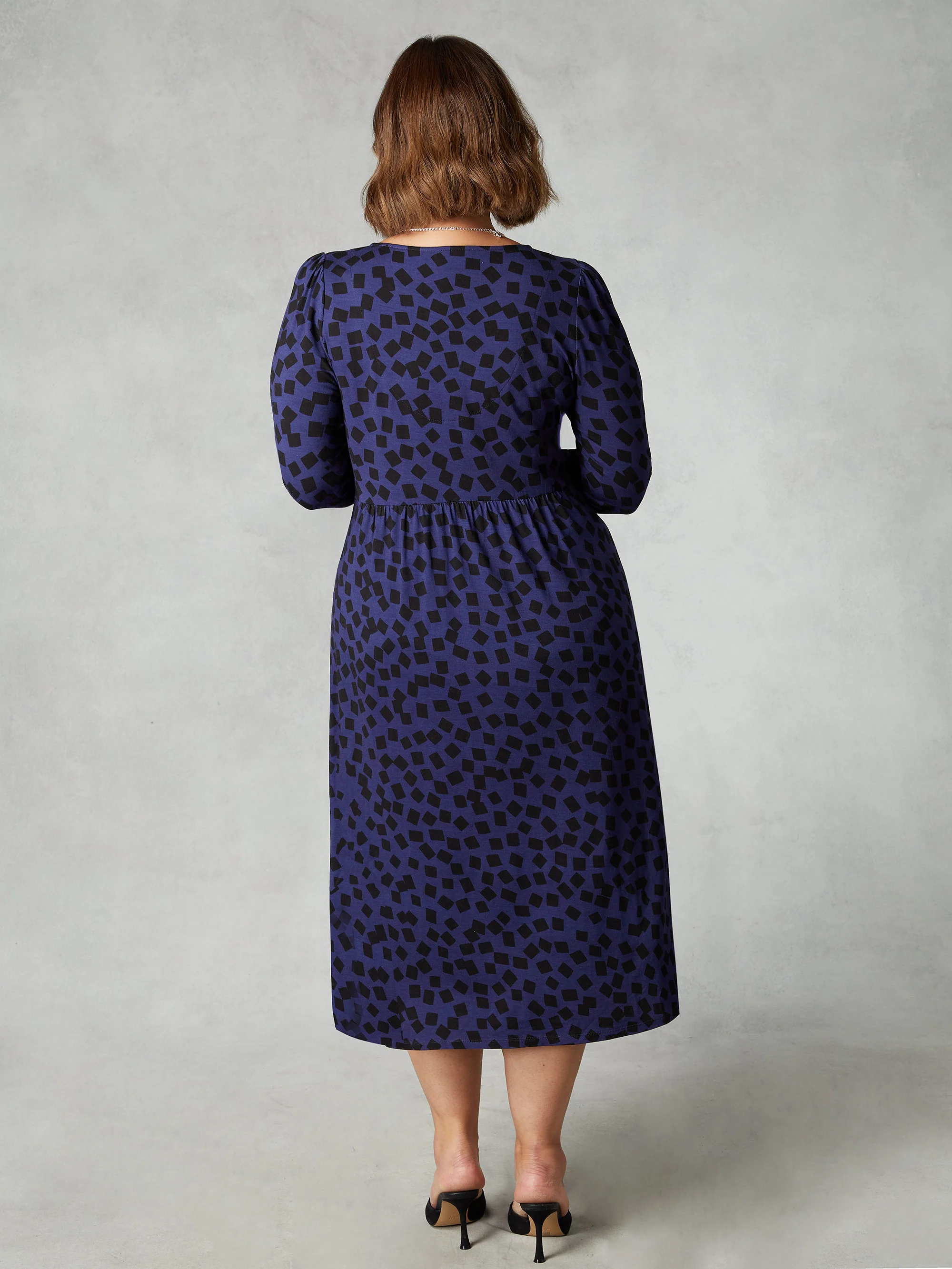 Purple Dash Print Jersey Relaxed Midi Dress - Image 3