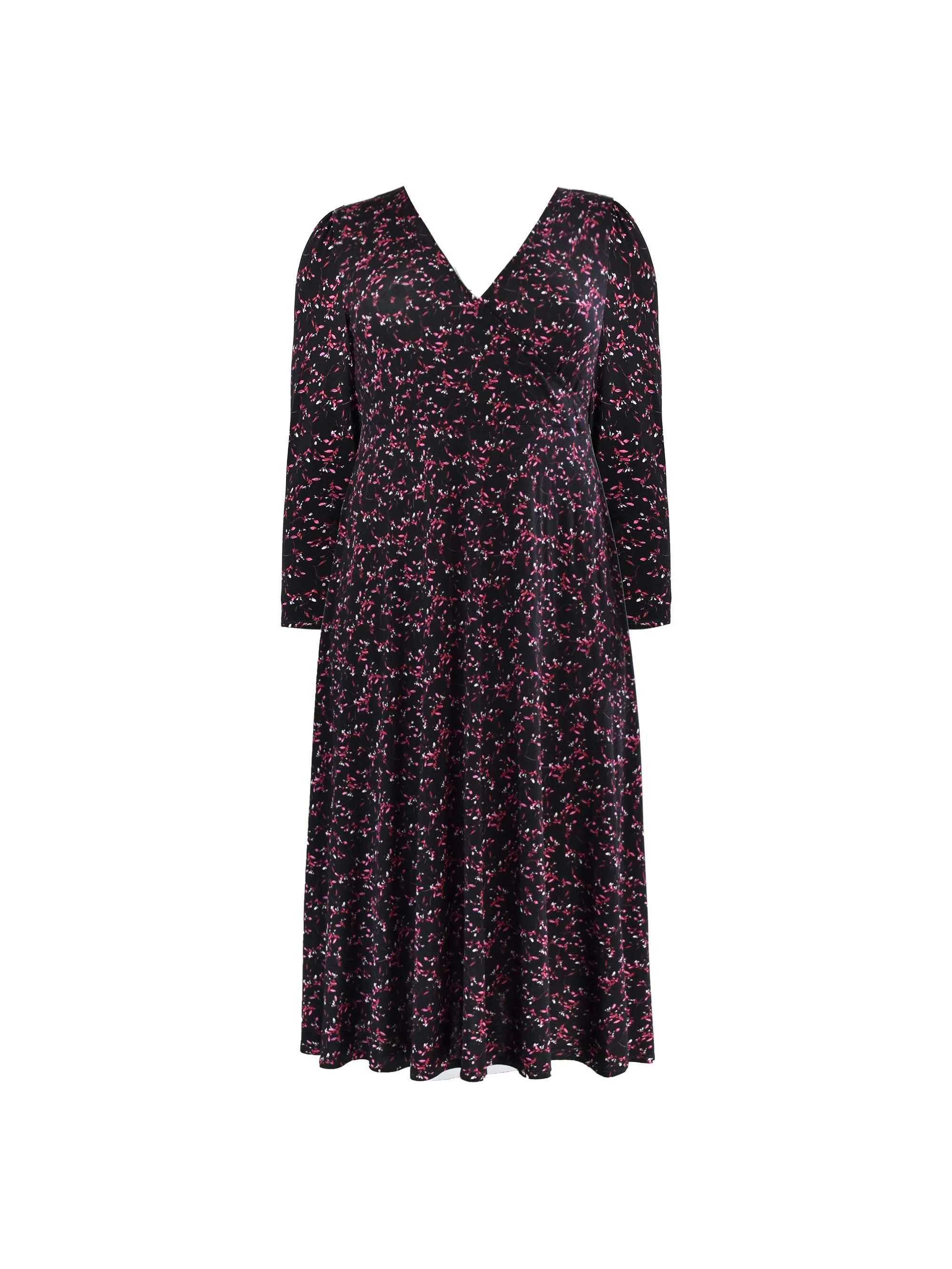 Purple Ditsy Print Jersey Wrap Dress - Image 5