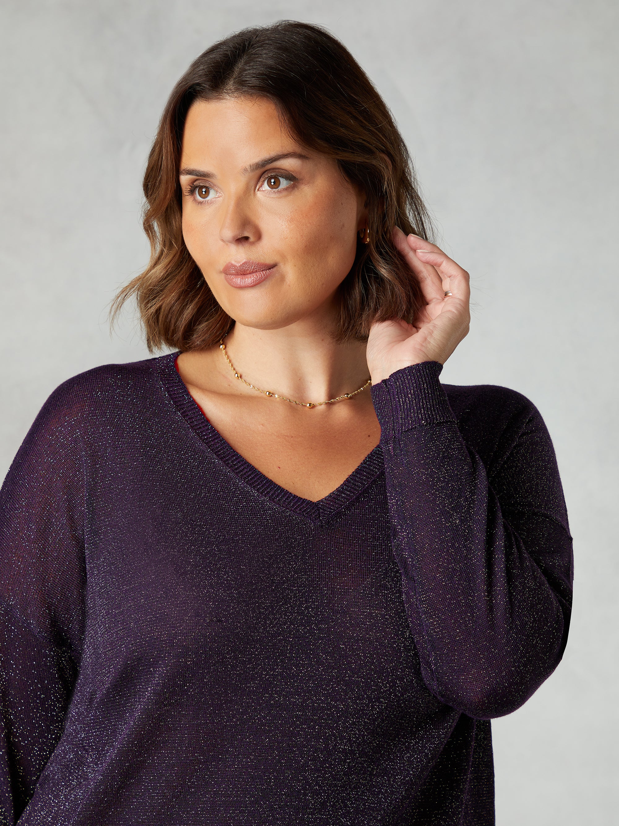 Purple Fine Knit Sparkle Jumper - Image 4