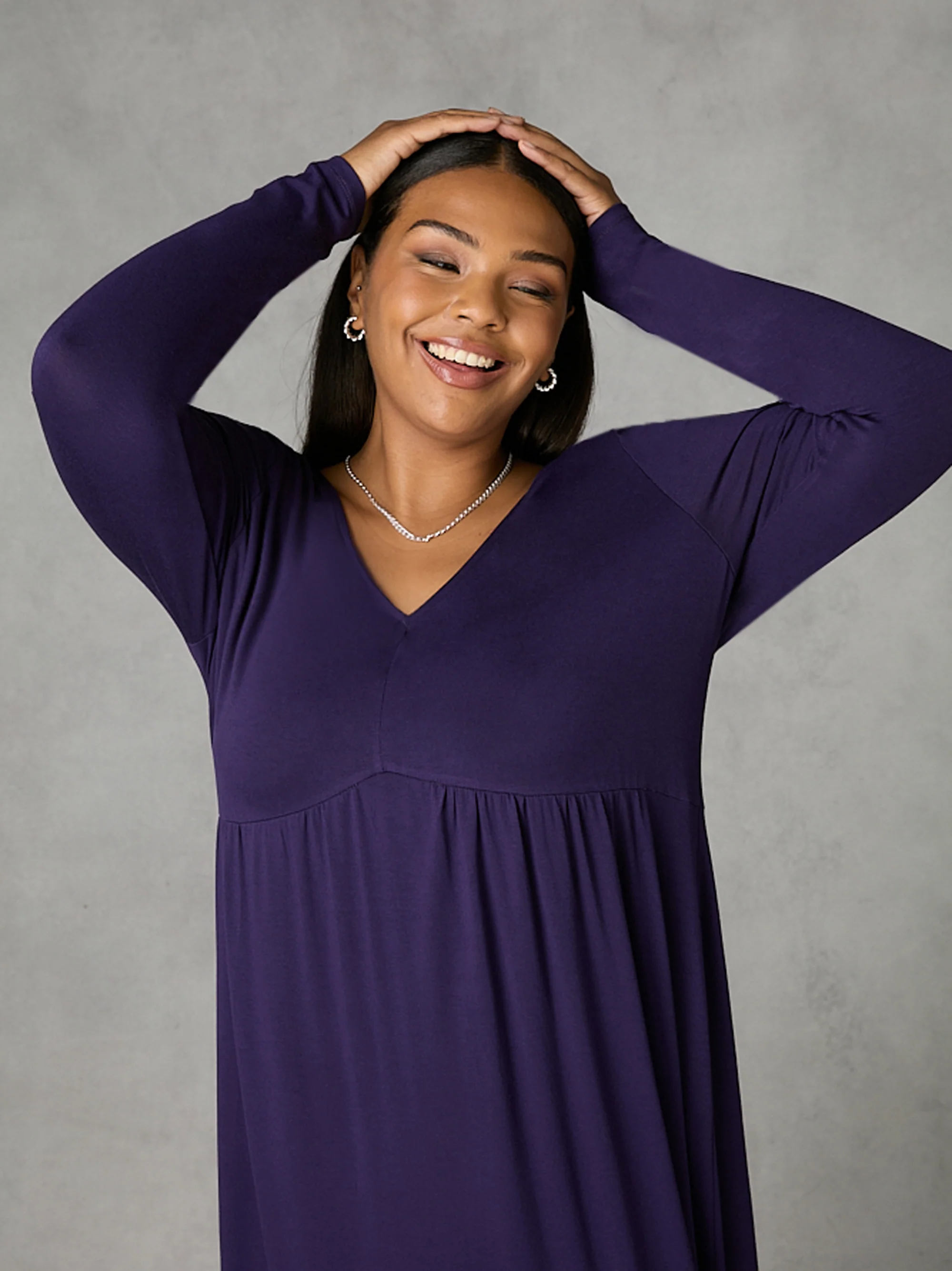Purple Jersey Relaxed Midi Dress - Image 2