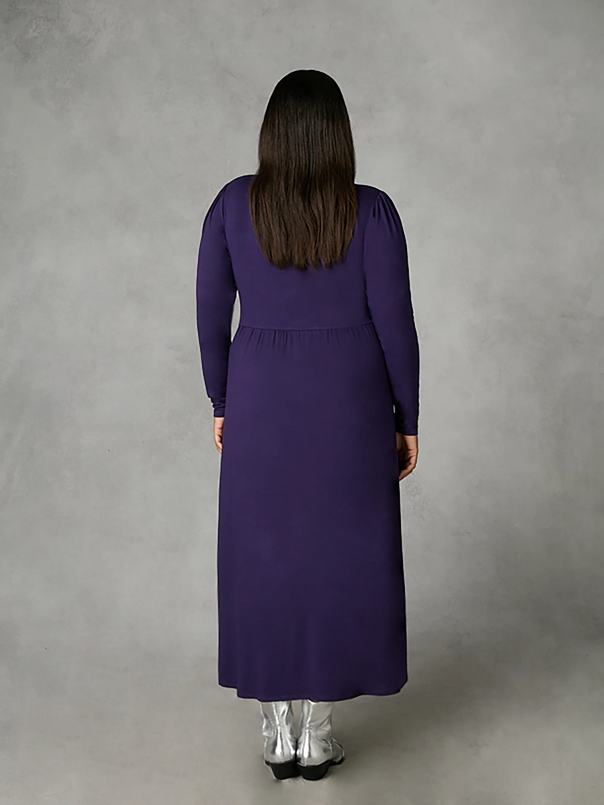Purple Jersey Relaxed Midi Dress - Image 3