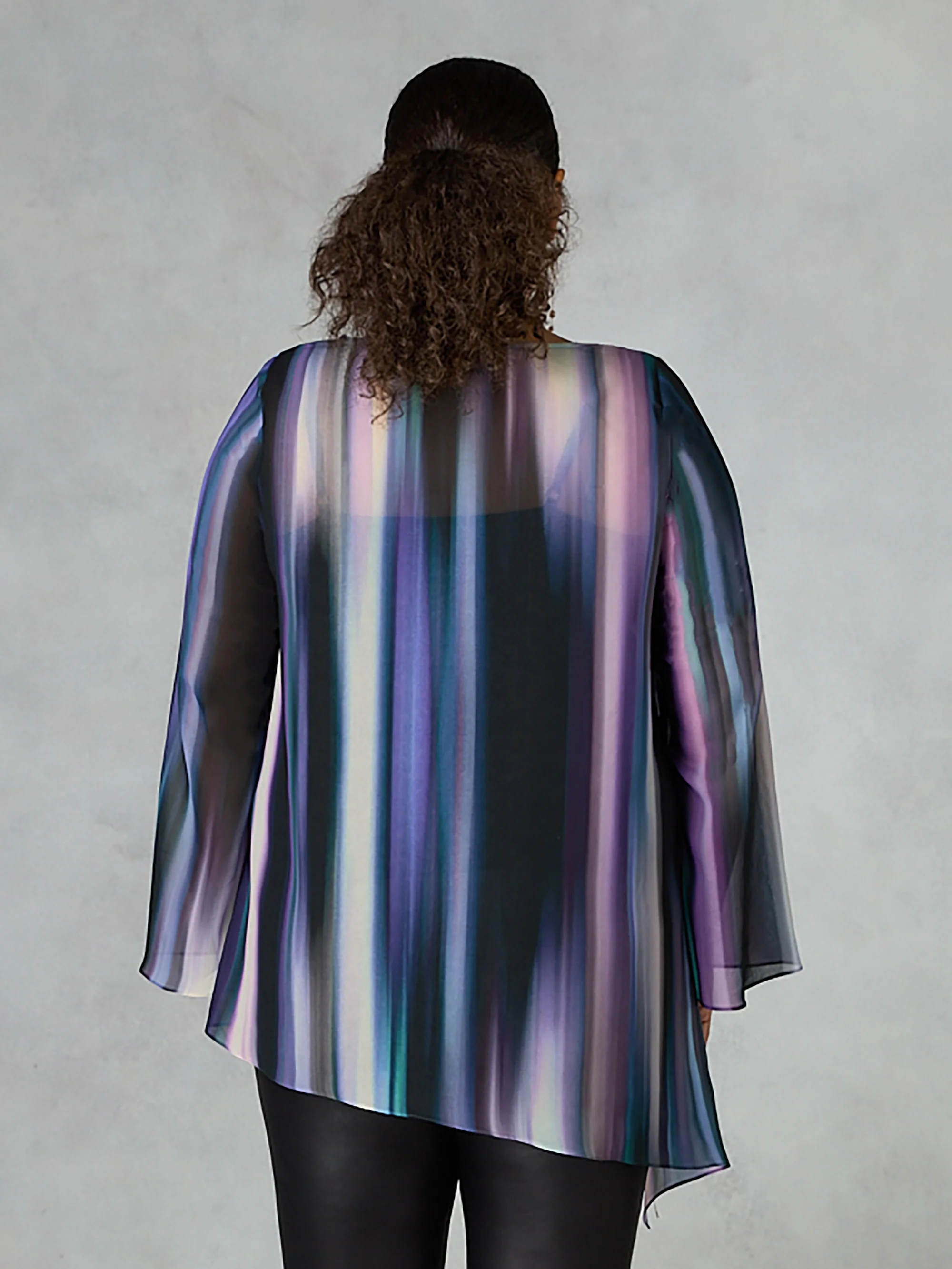 Purple Ombre Chiffon Asymmetric Top - Image 3