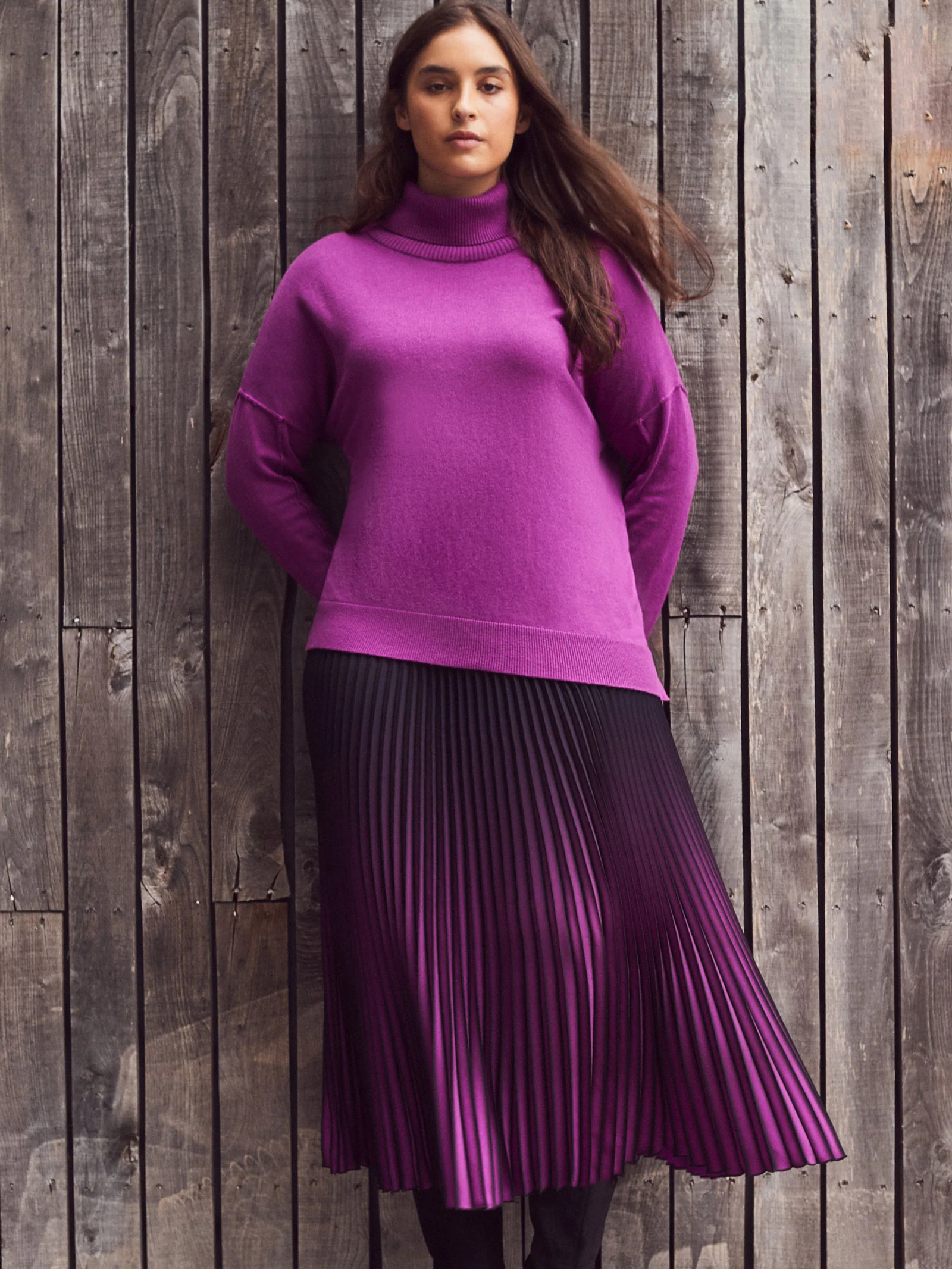Purple Roll Neck Knit Jumper - Image 3