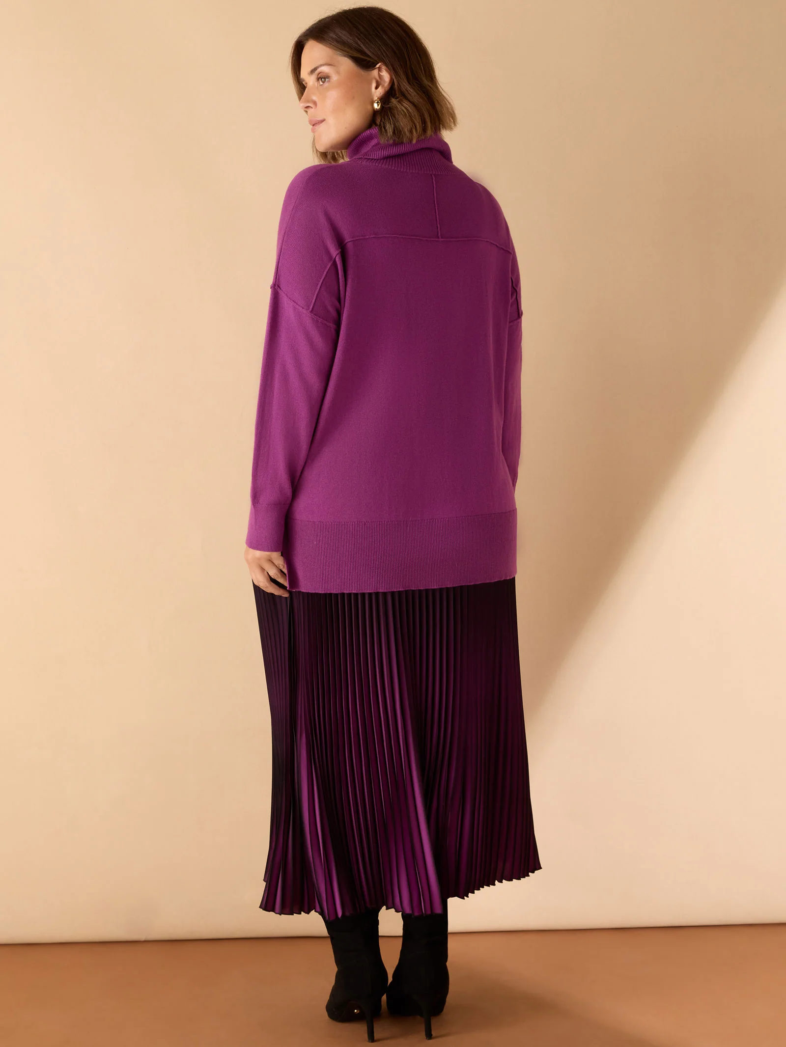 Purple Ombre Pleated Maxi Skirt - Image 7