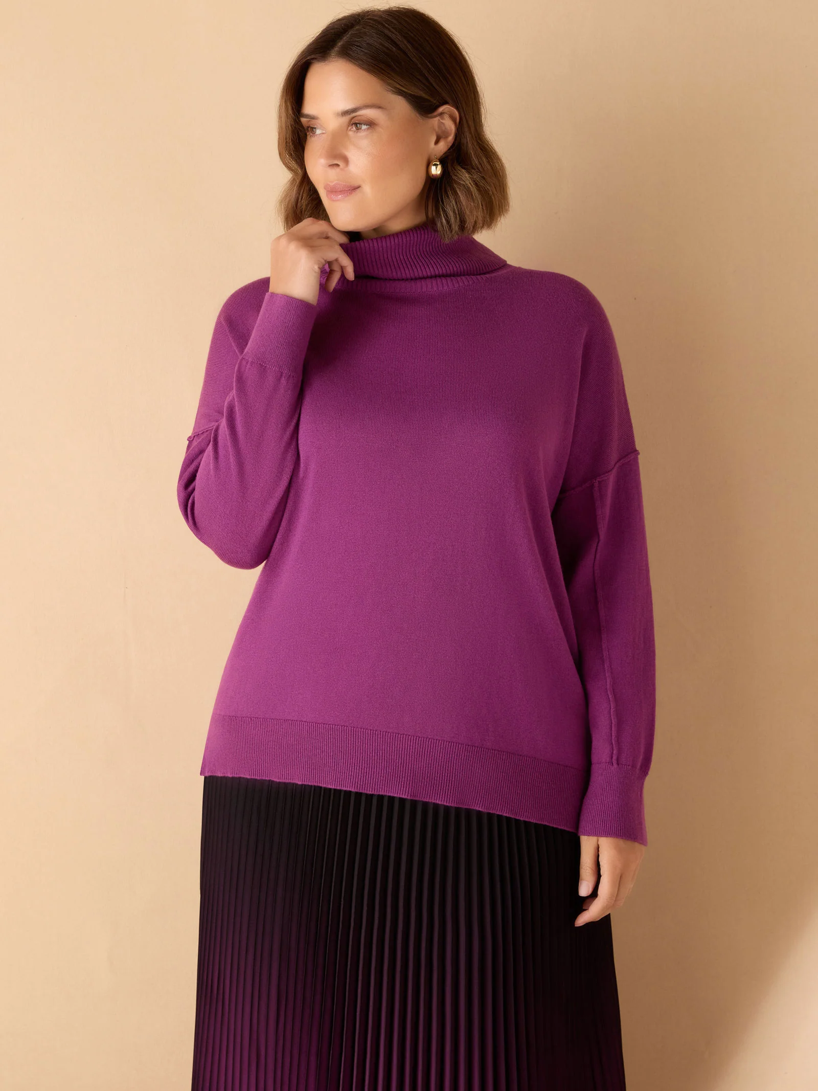 Purple Roll Neck Knit Jumper - Image 5