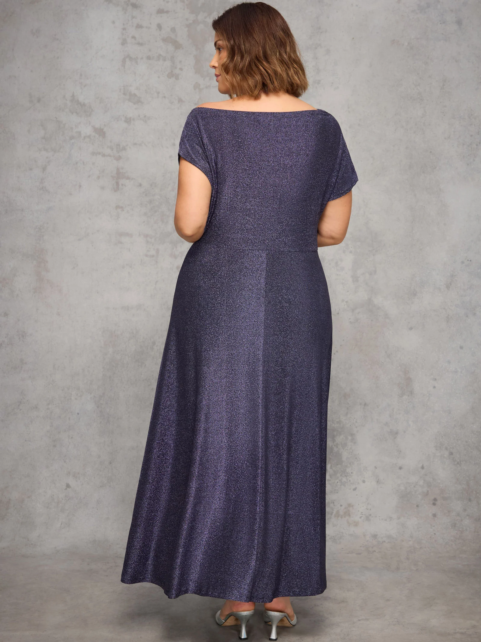 Purple Sparkle Asymmetric Maxi Dress - Image 6