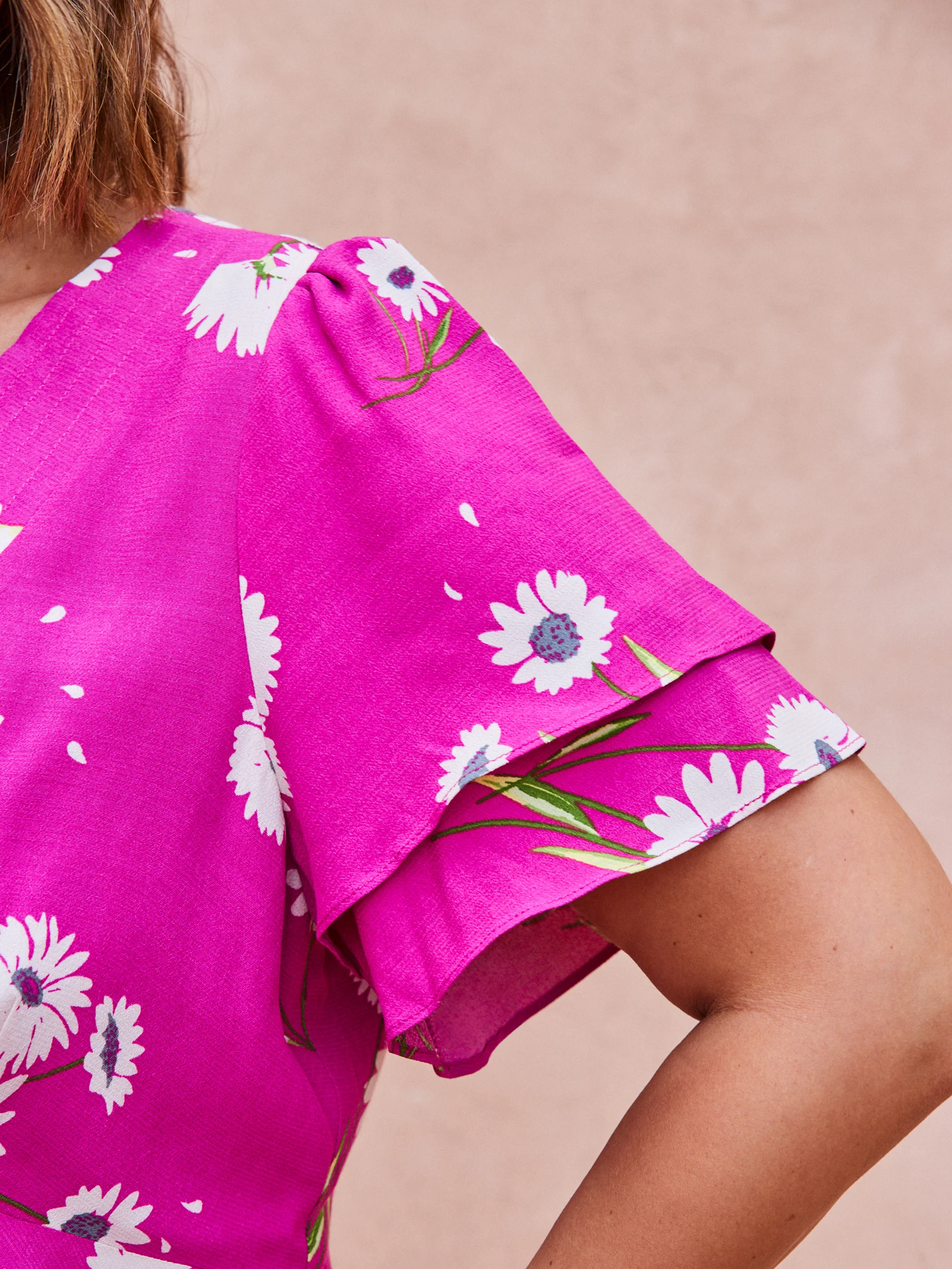 Raspberry Flutter Sleeve Dress - Image 3