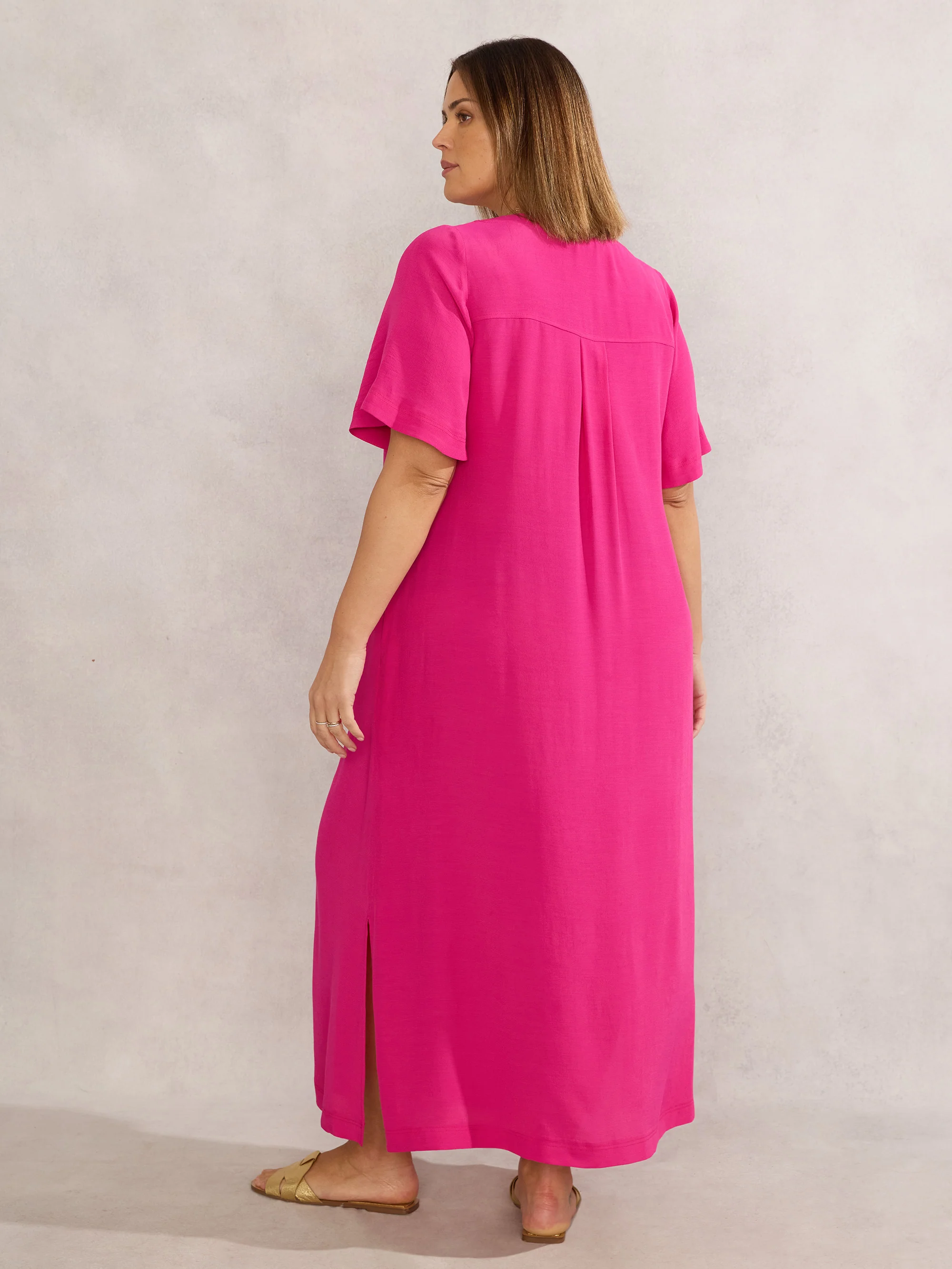 Raspberry V Neck Maxi Dress - Image 5