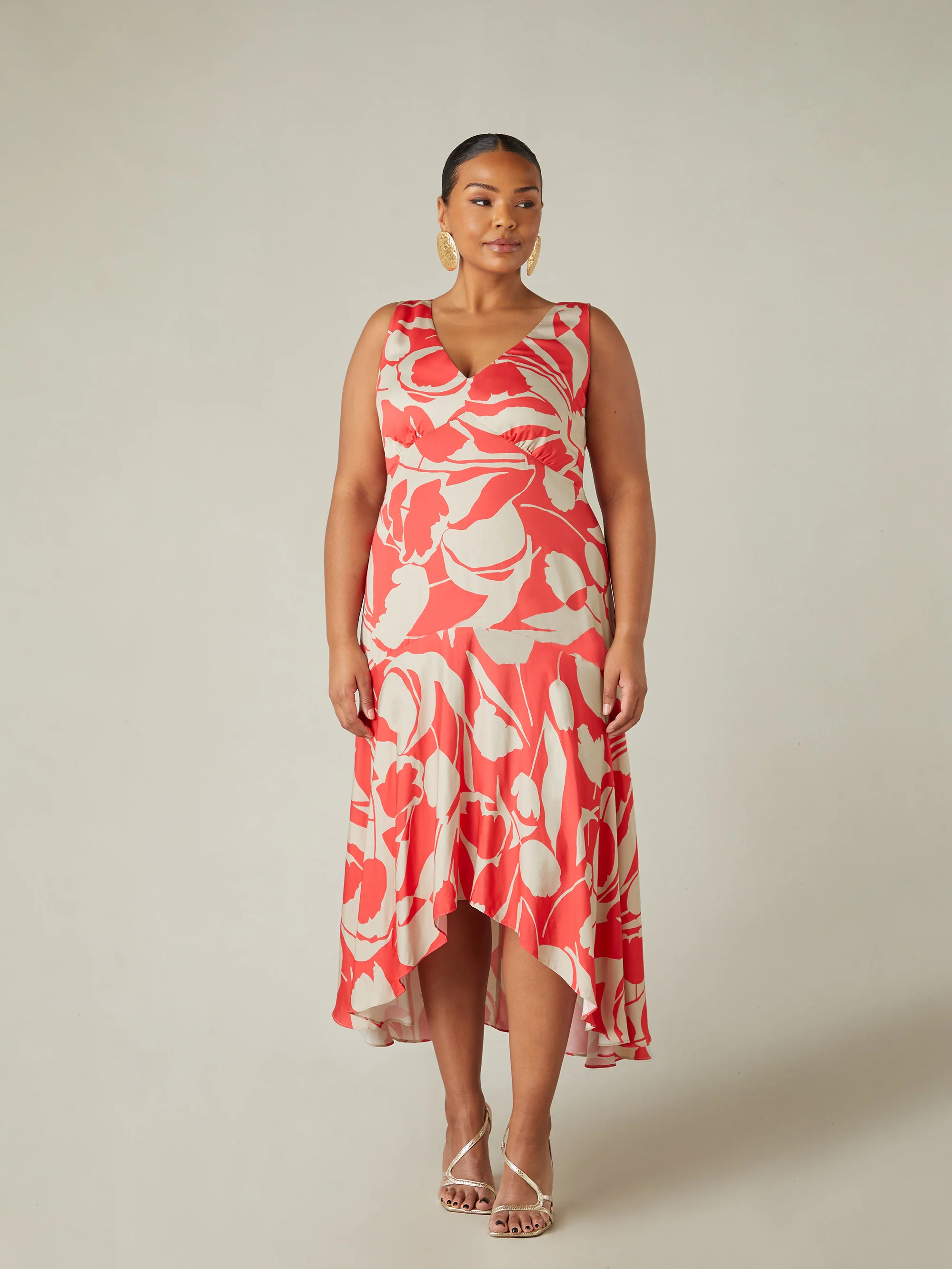 Red Abstract Print Sleeveless Maxi Dress - Image 3