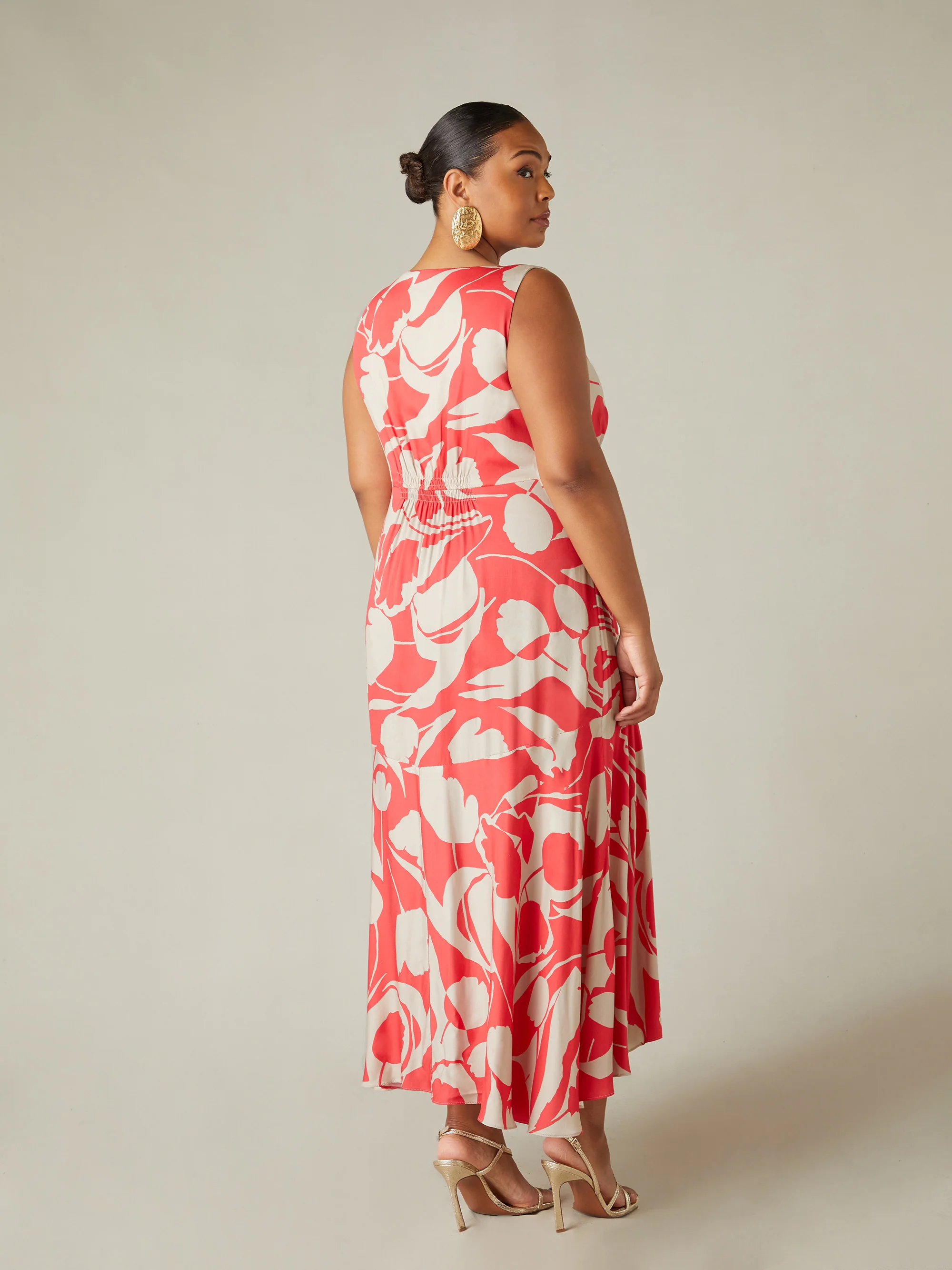 Red Abstract Print Sleeveless Maxi Dress - Image 7