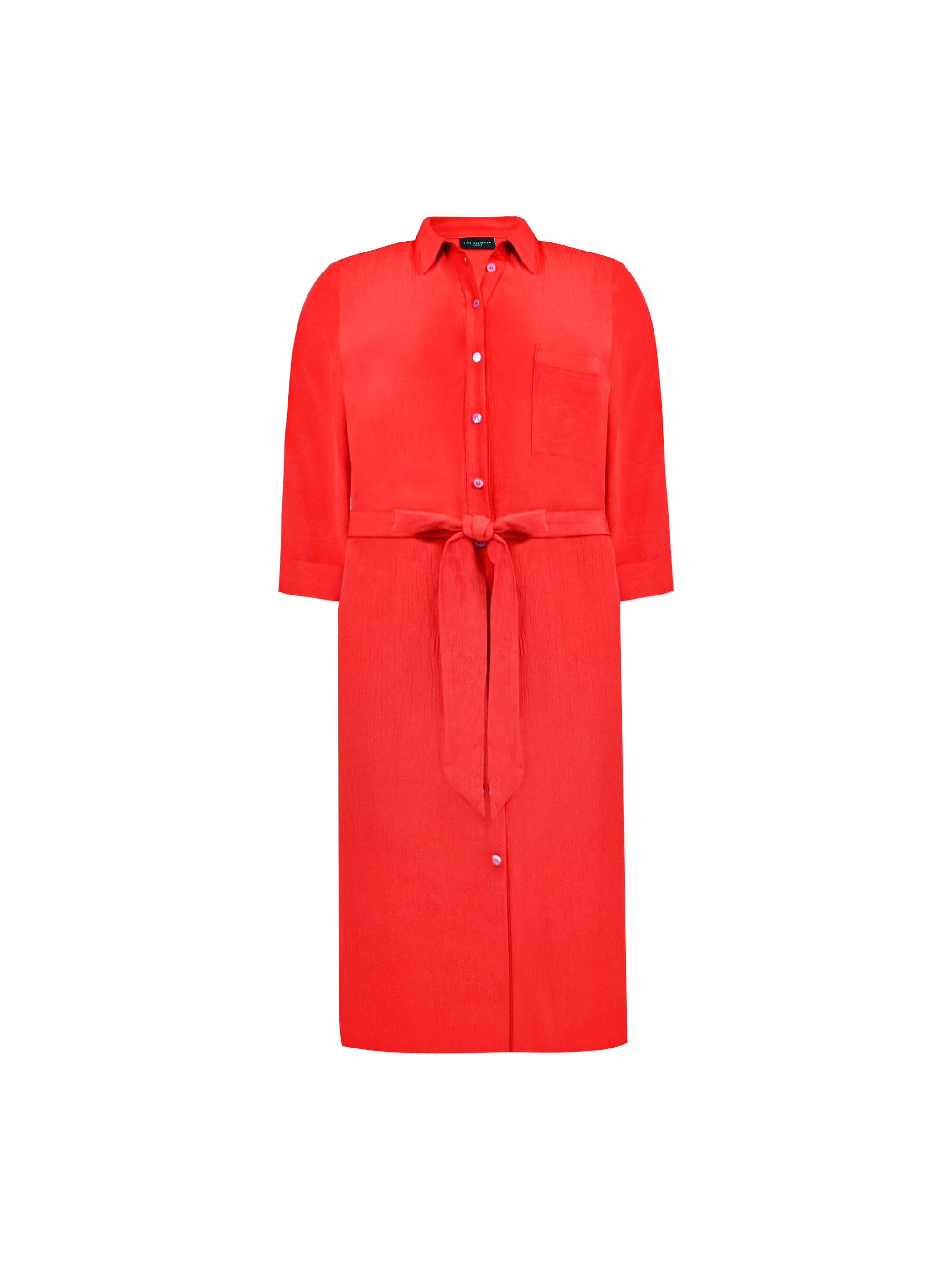 Red Belted Shirt Dress - Image 5