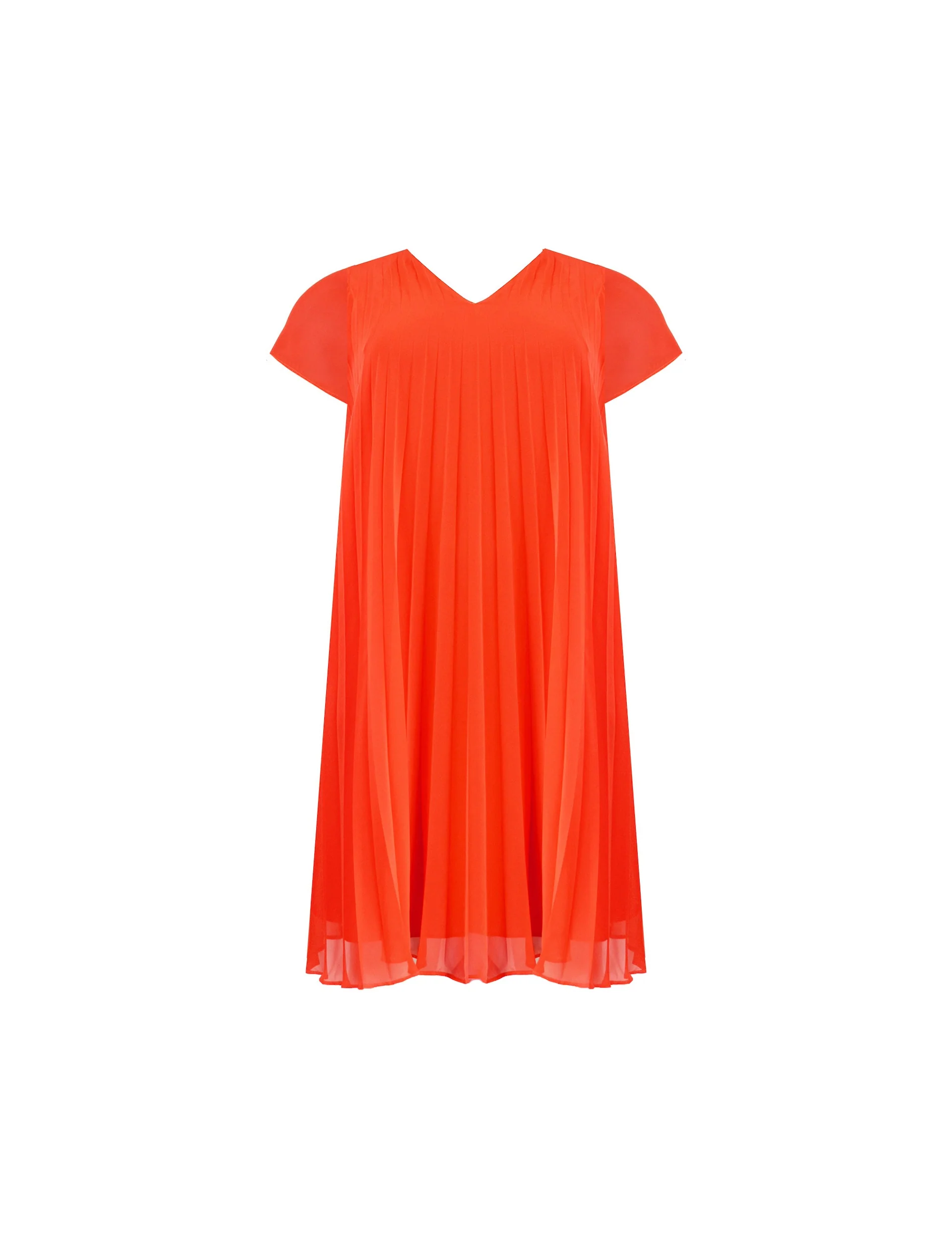 Red Chiffon Pleated Midi Dress - Image 4