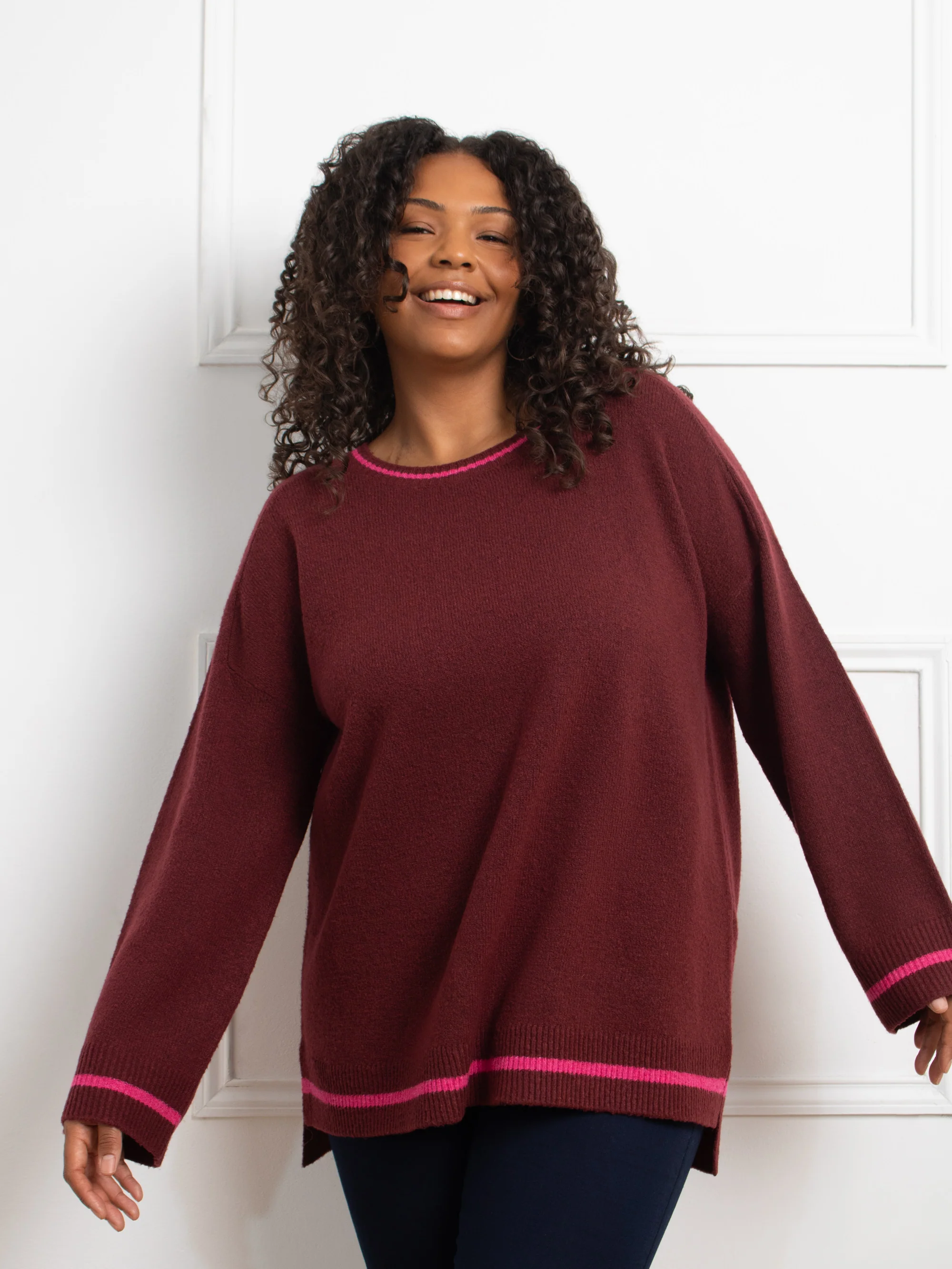 Red Contrast Stripe Jumper - Image 4