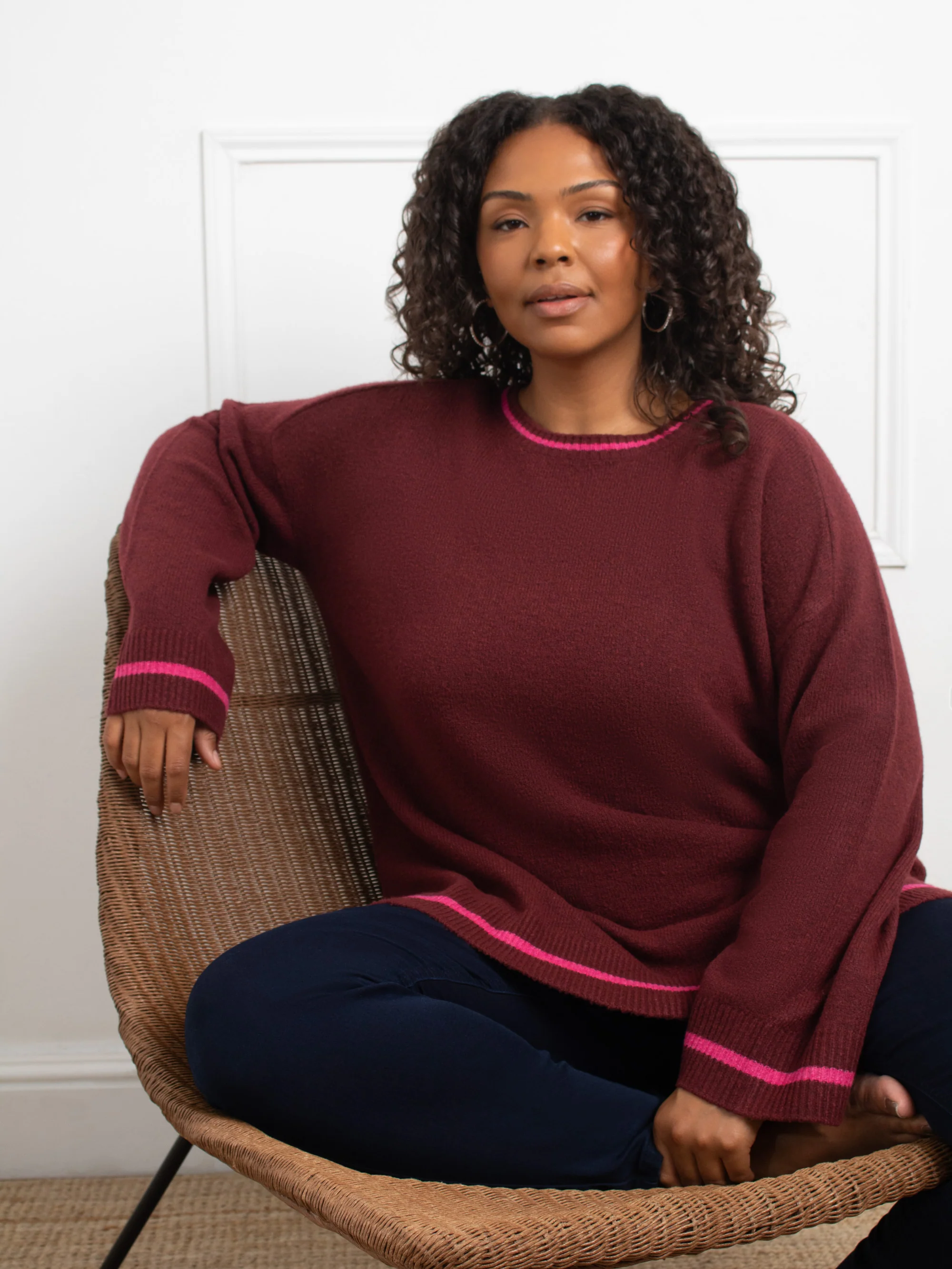 Red Contrast Stripe Jumper - Image 6