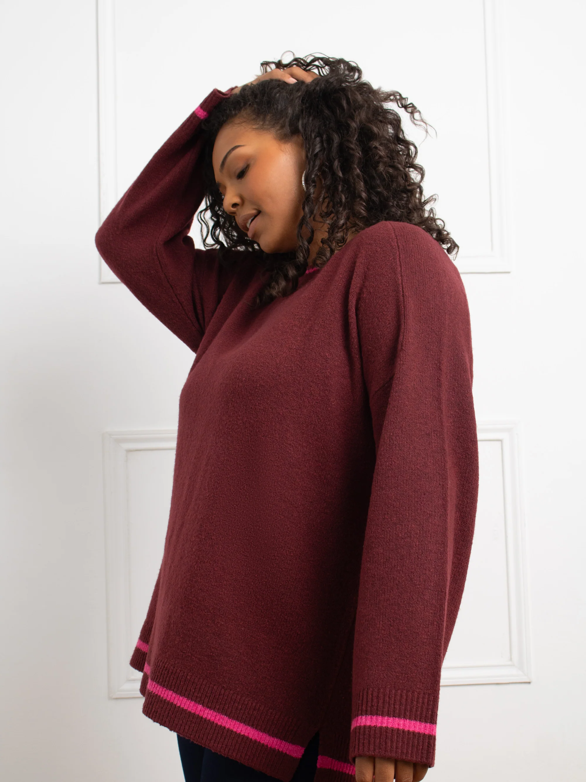 Red Contrast Stripe Jumper - Image 7