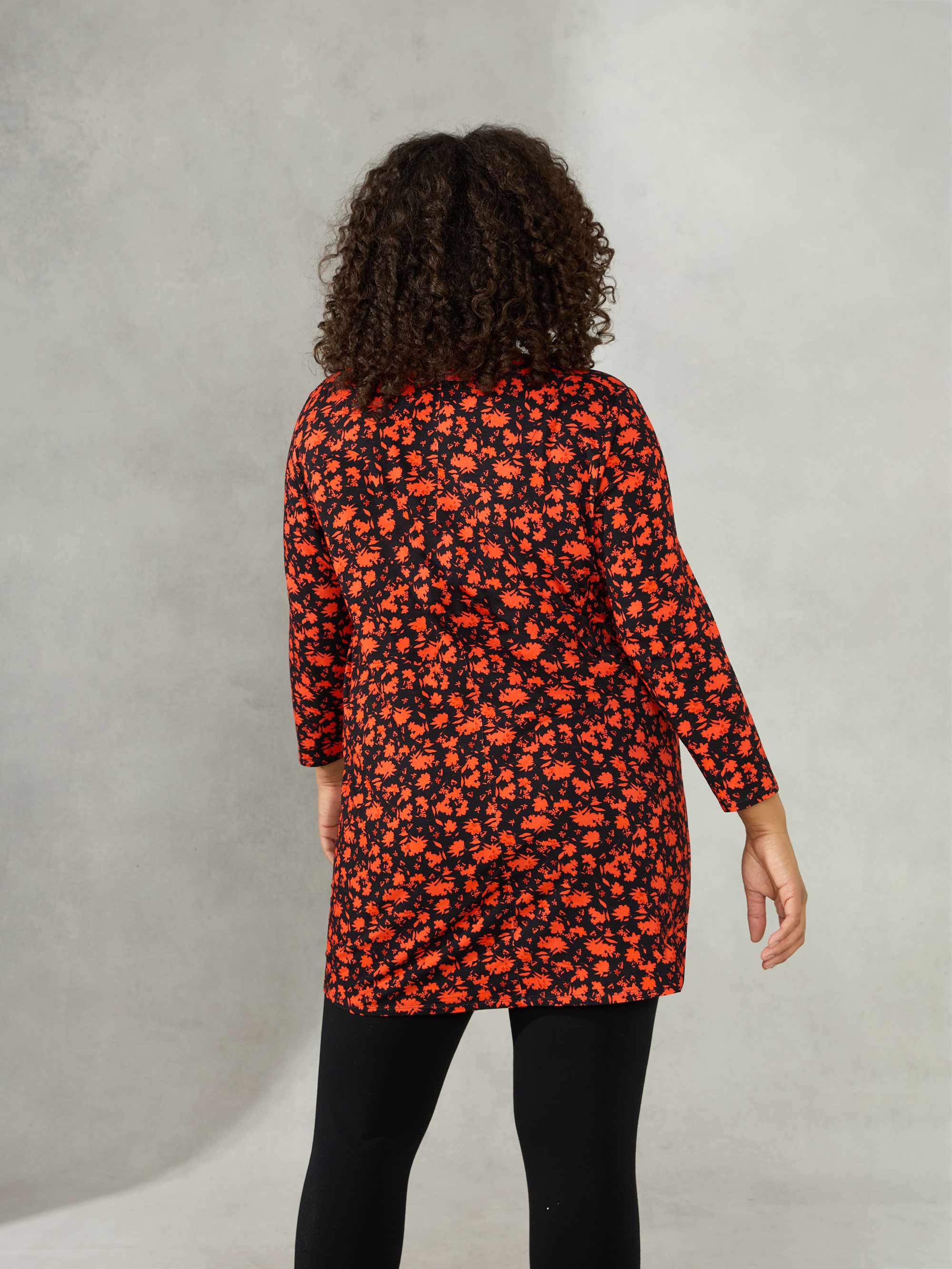 Red Ditsy Jersey Pleat Front Tunic - Image 4