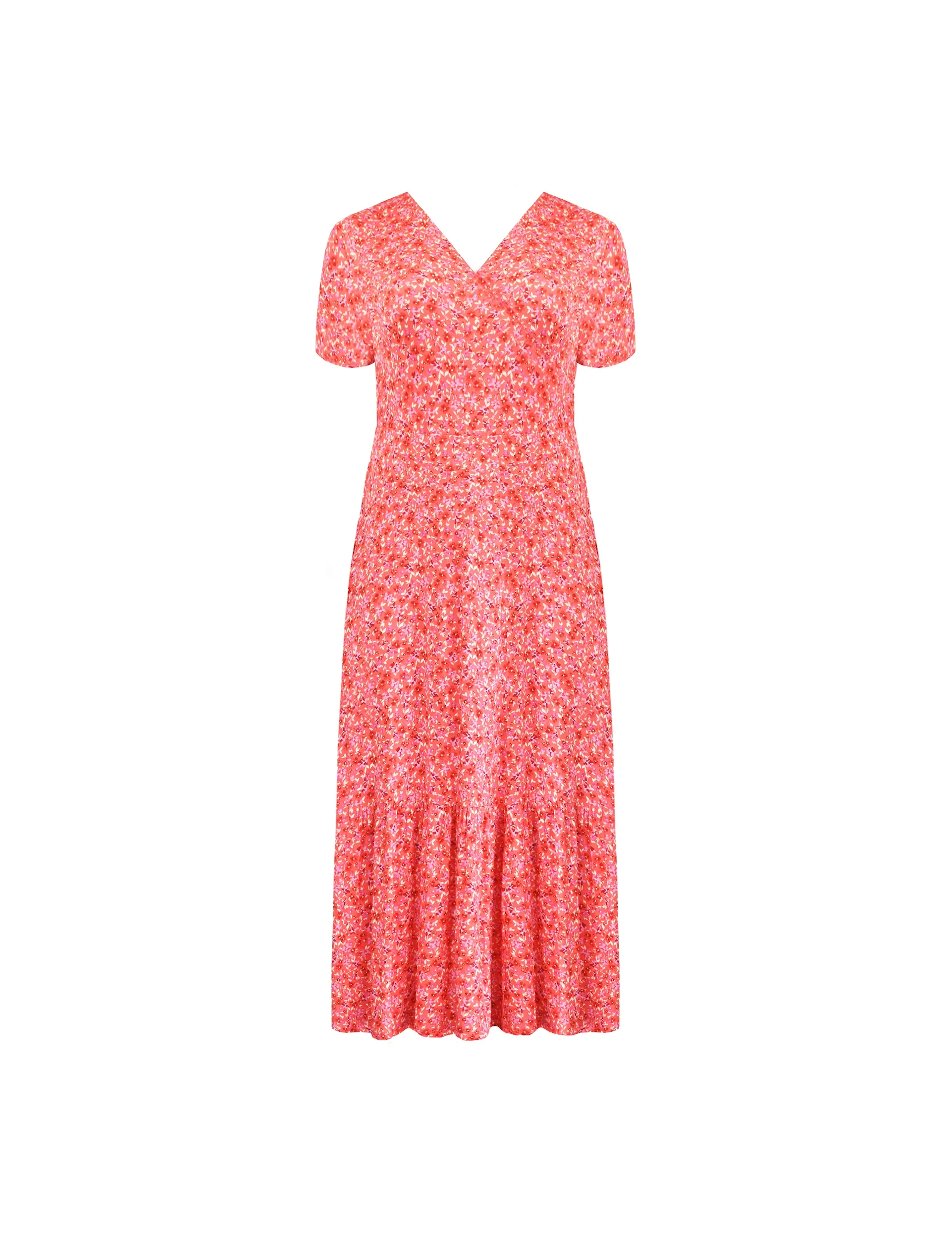 Pink Ditsy Print Jersey Wrap Dress - Image 6