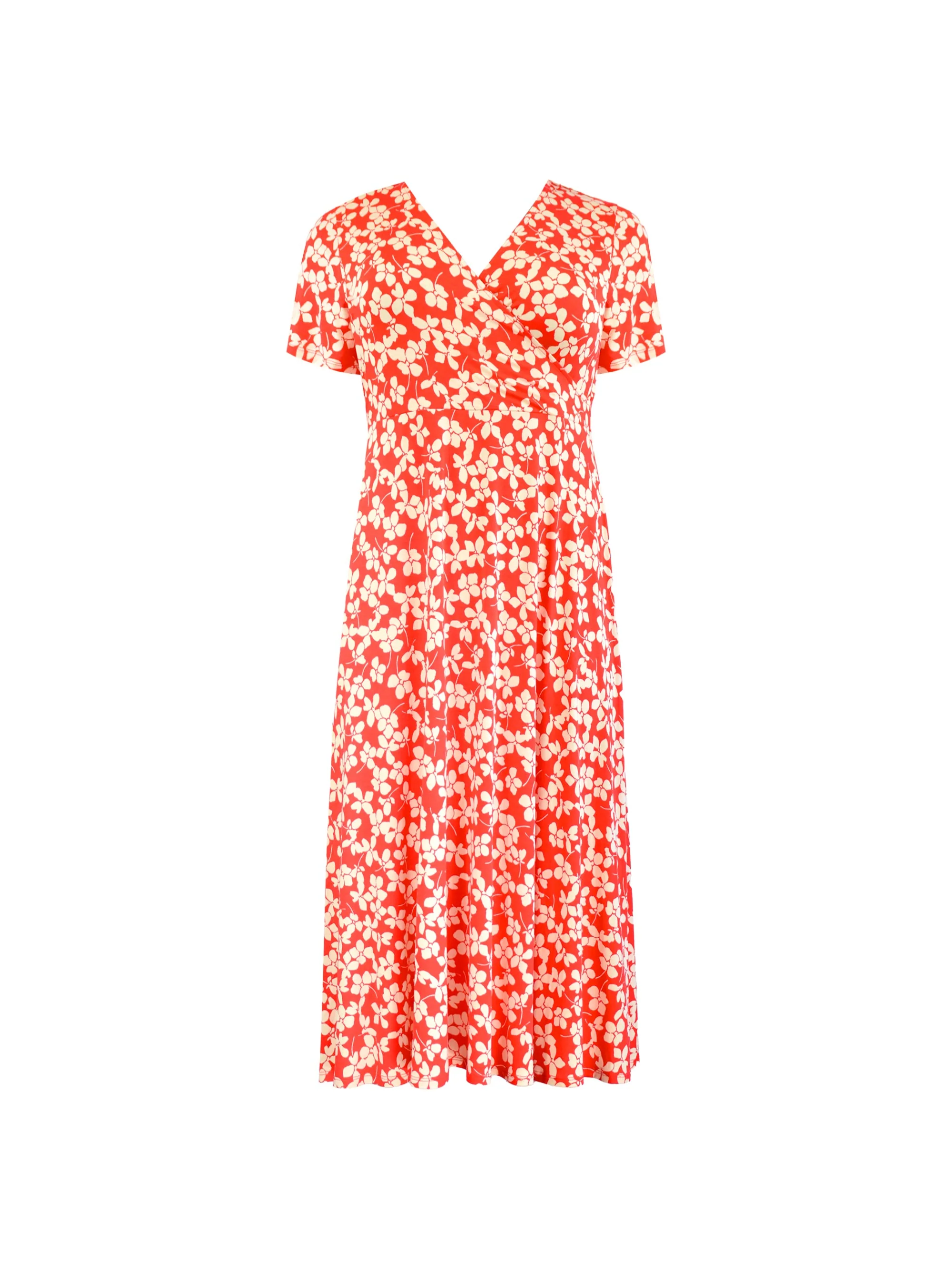 Red Ditsy Print Jersey Wrap Midi Dress - Image 7