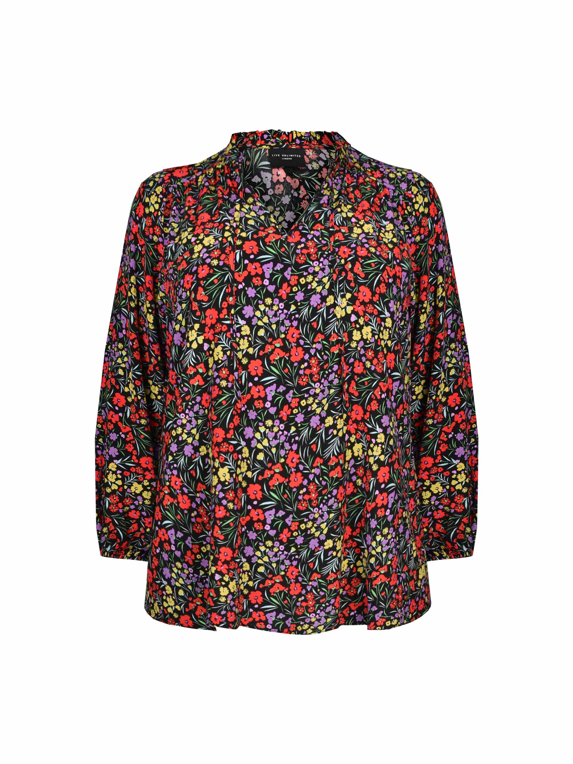 Red Ditsy Tie Neck Top - Image 5