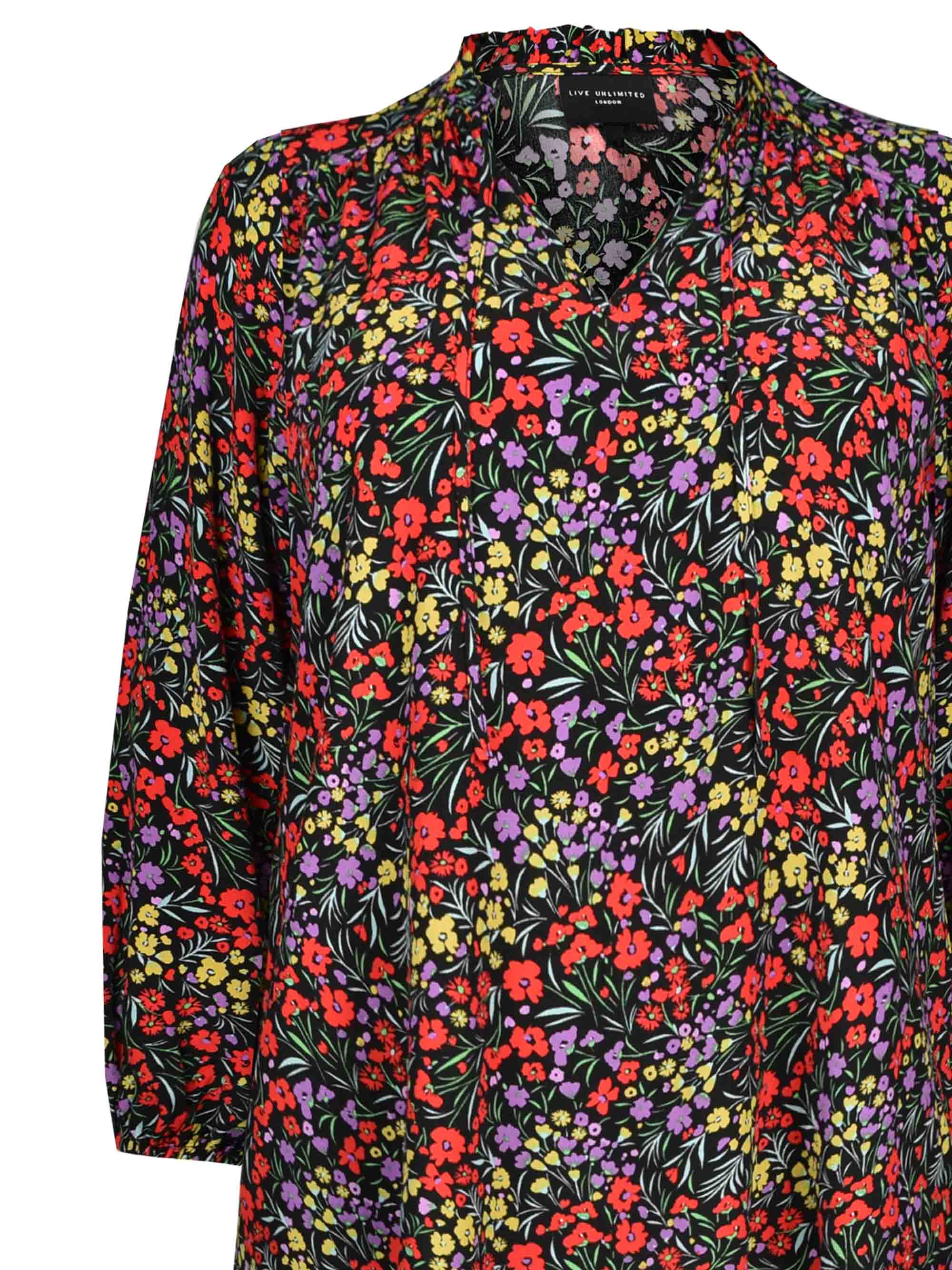 Red Ditsy Tie Neck Top - Image 7