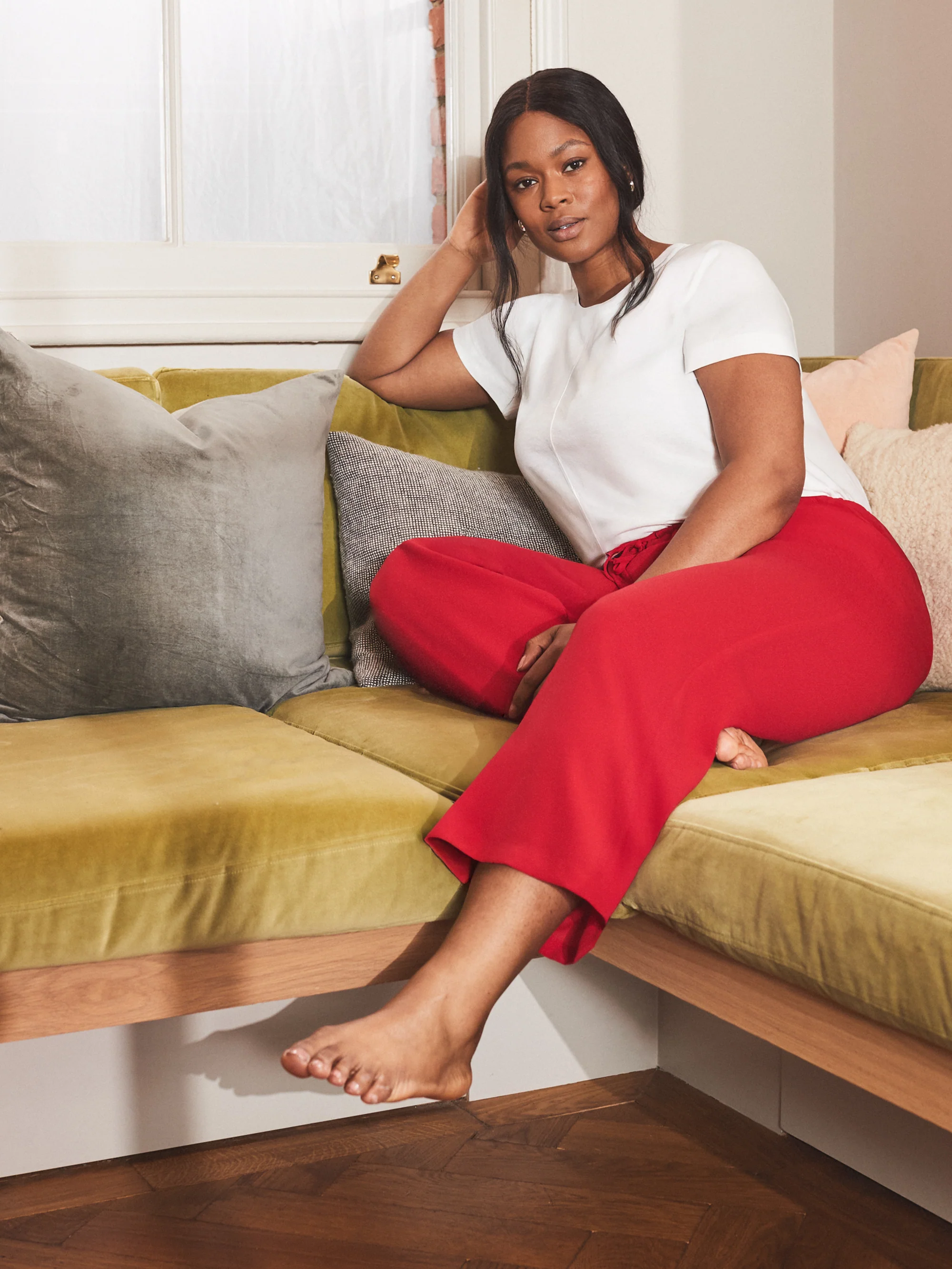 Red Drawstring Wide Leg Trouser - Image 2