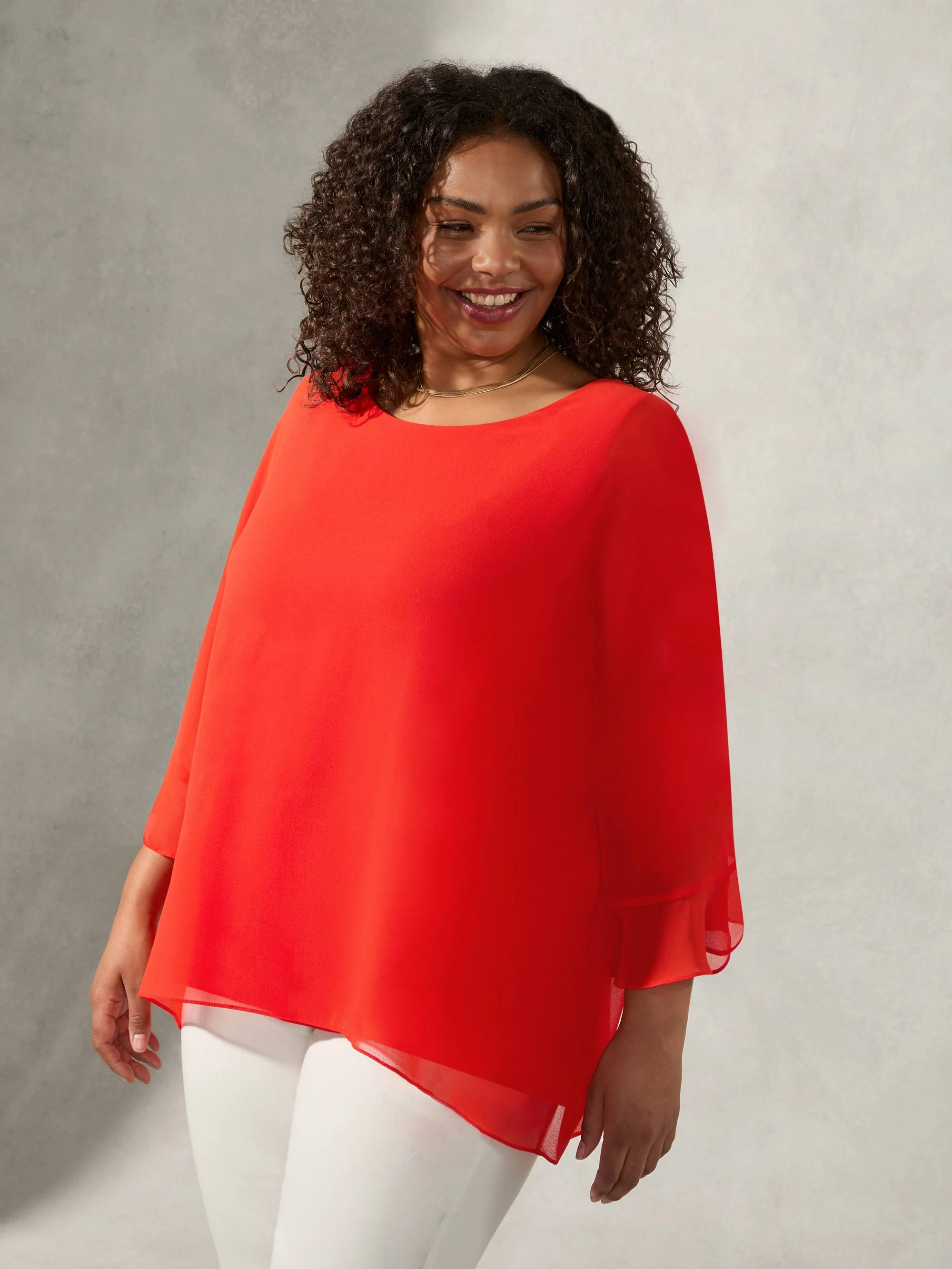 Red Flute Sleeve Overlay Top - Image 4