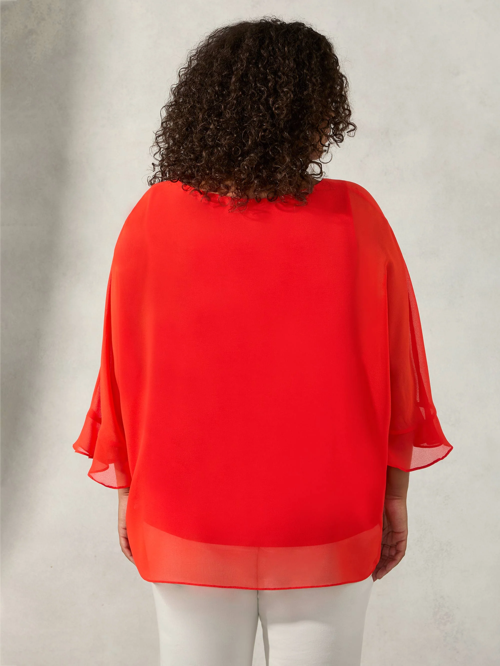 Red Flute Sleeve Overlay Top - Image 6