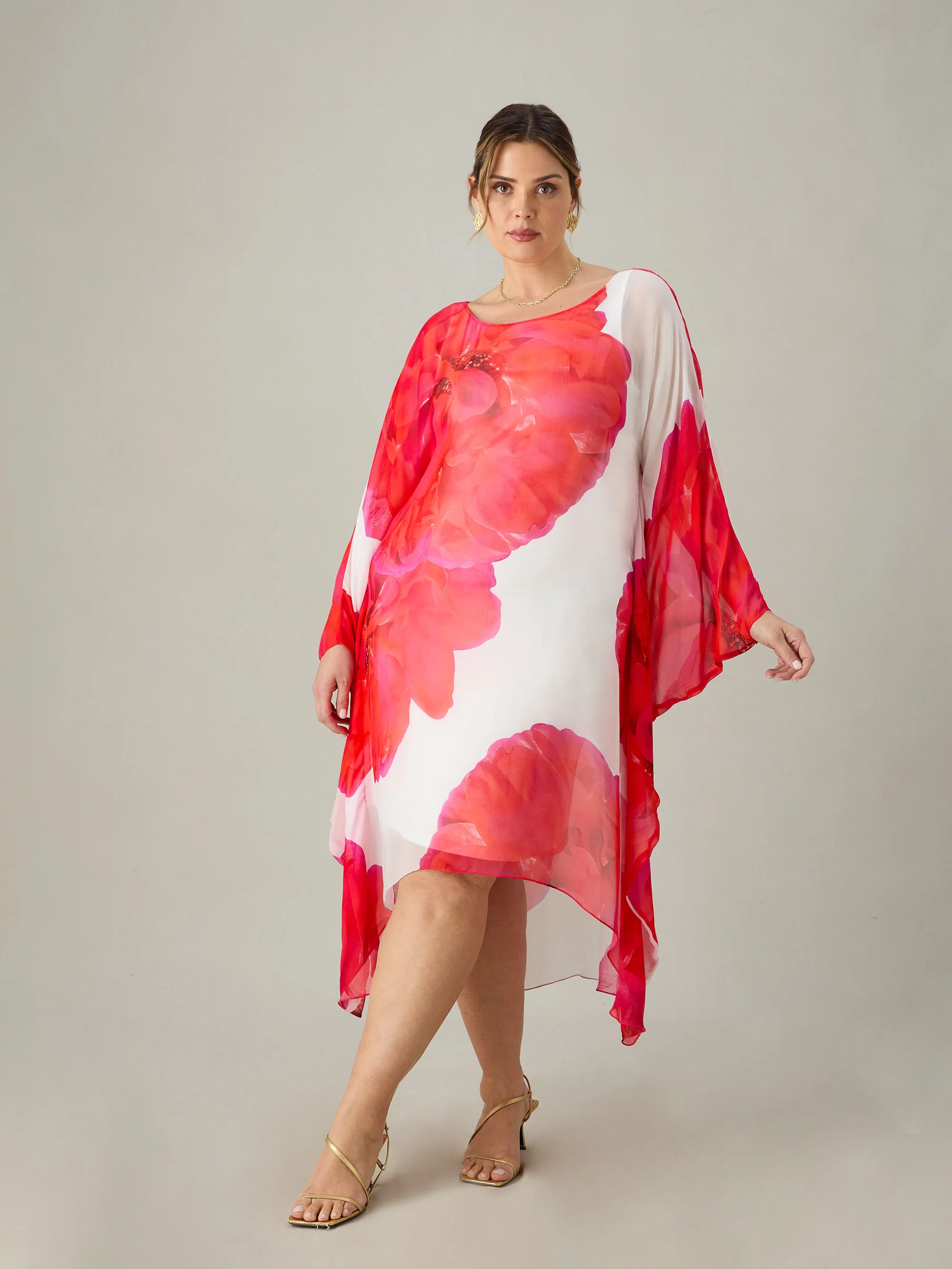 Red Floral Maxi Kaftan Dress - Image 4