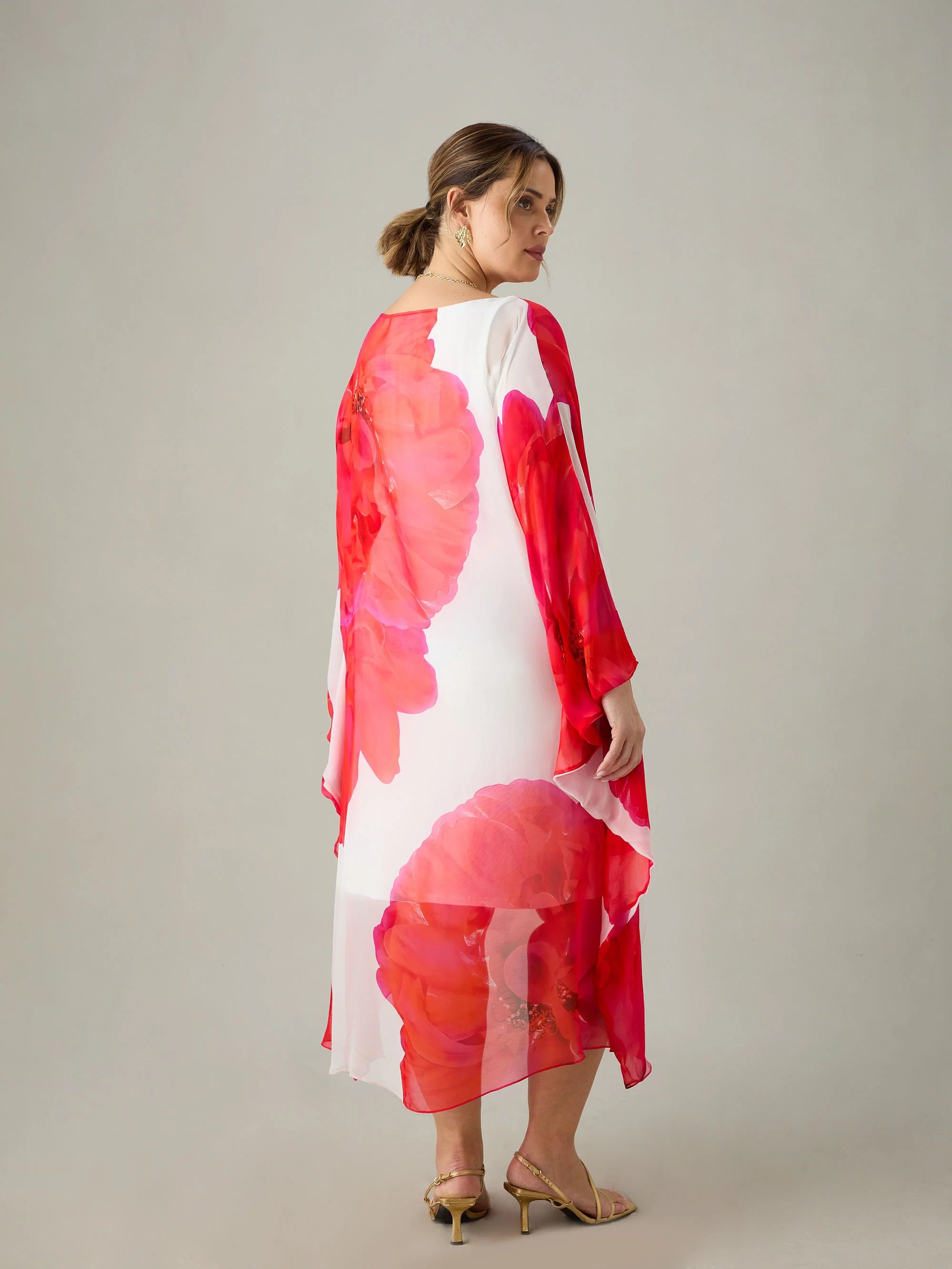 Red Floral Maxi Kaftan Dress - Image 6