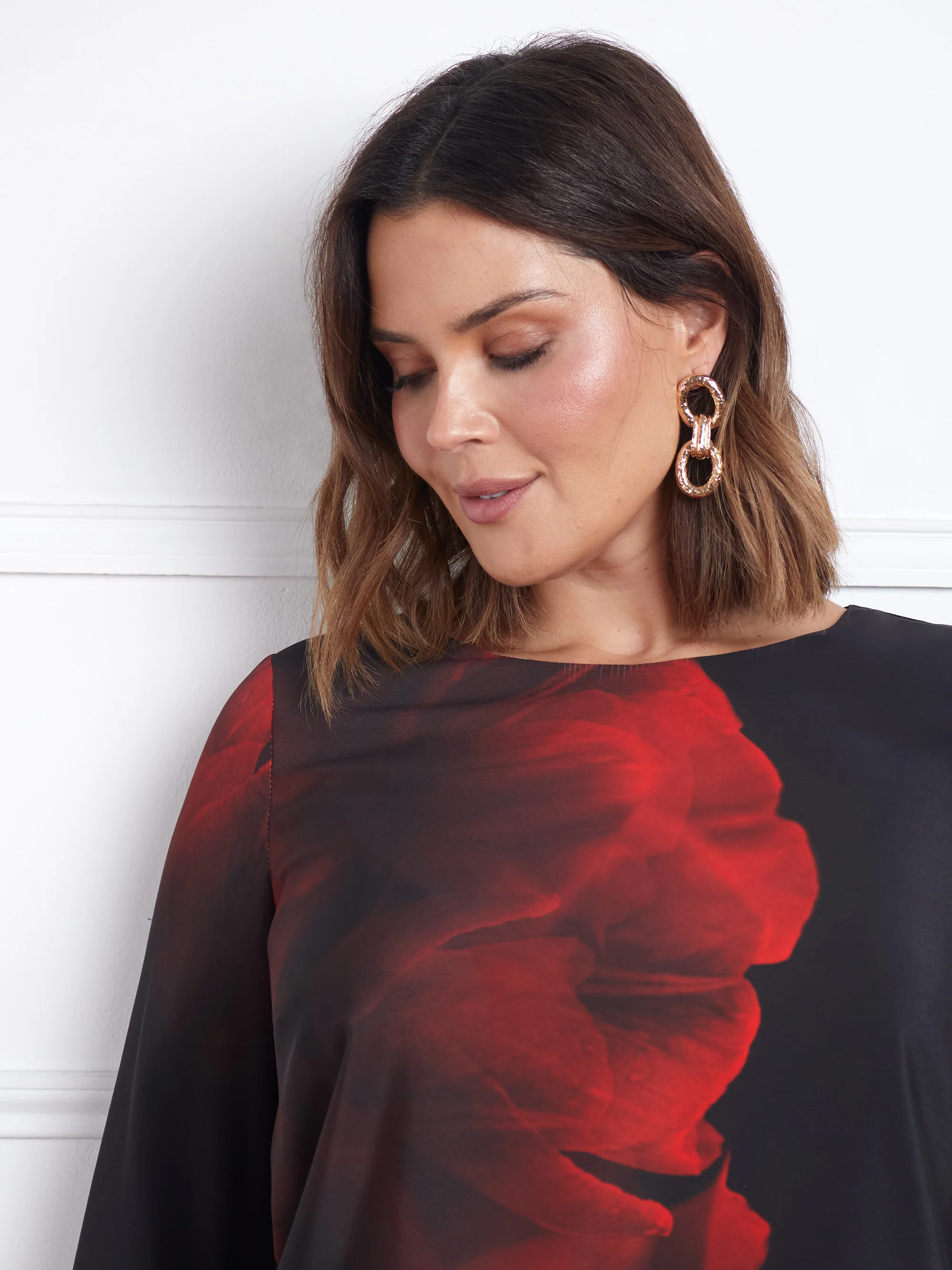 Red Floral Print Flared Sleeve Midaxi Dress - Image 9