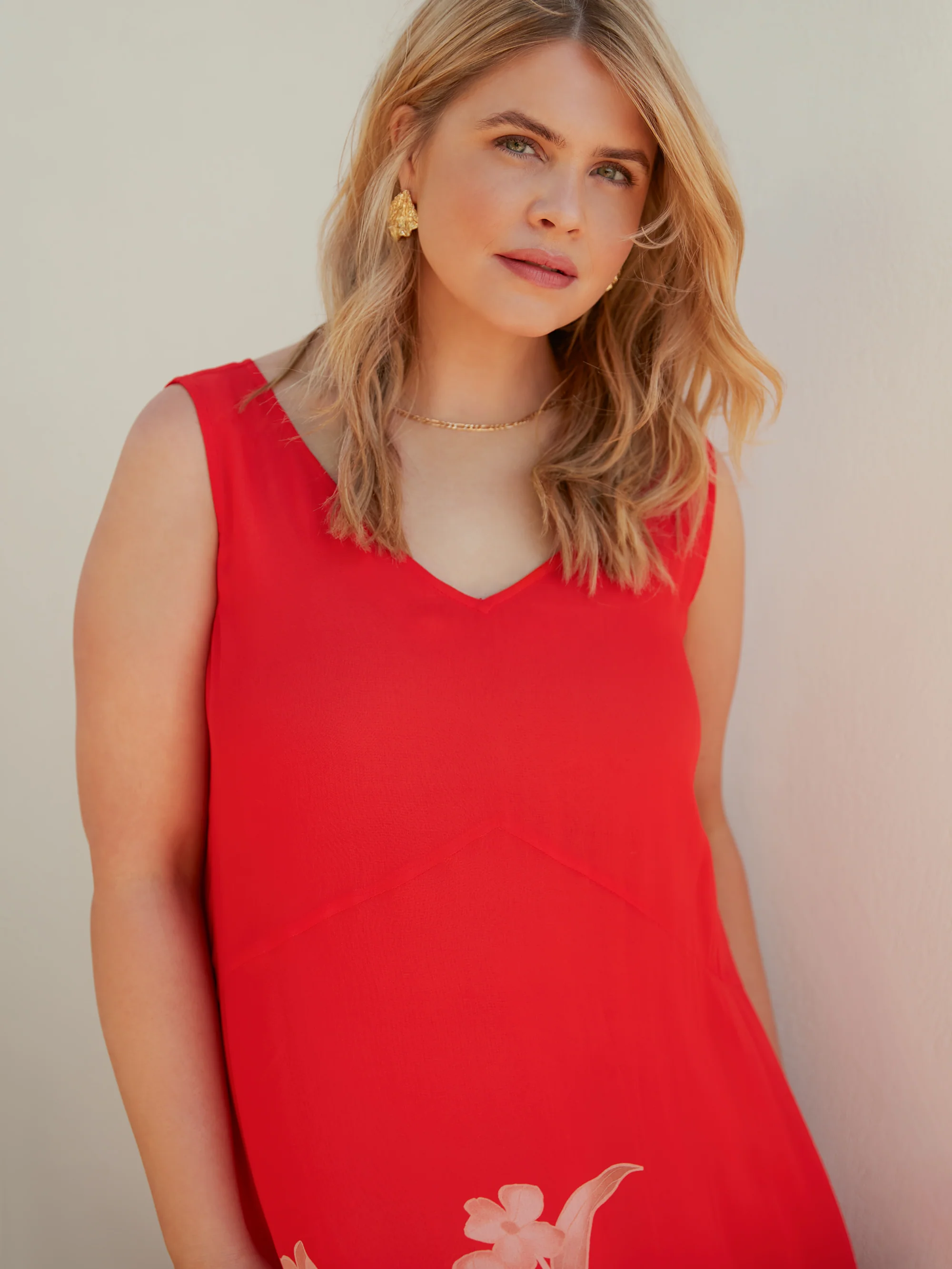 Red Floral Print Sleeveless Maxi Dress - Image 4