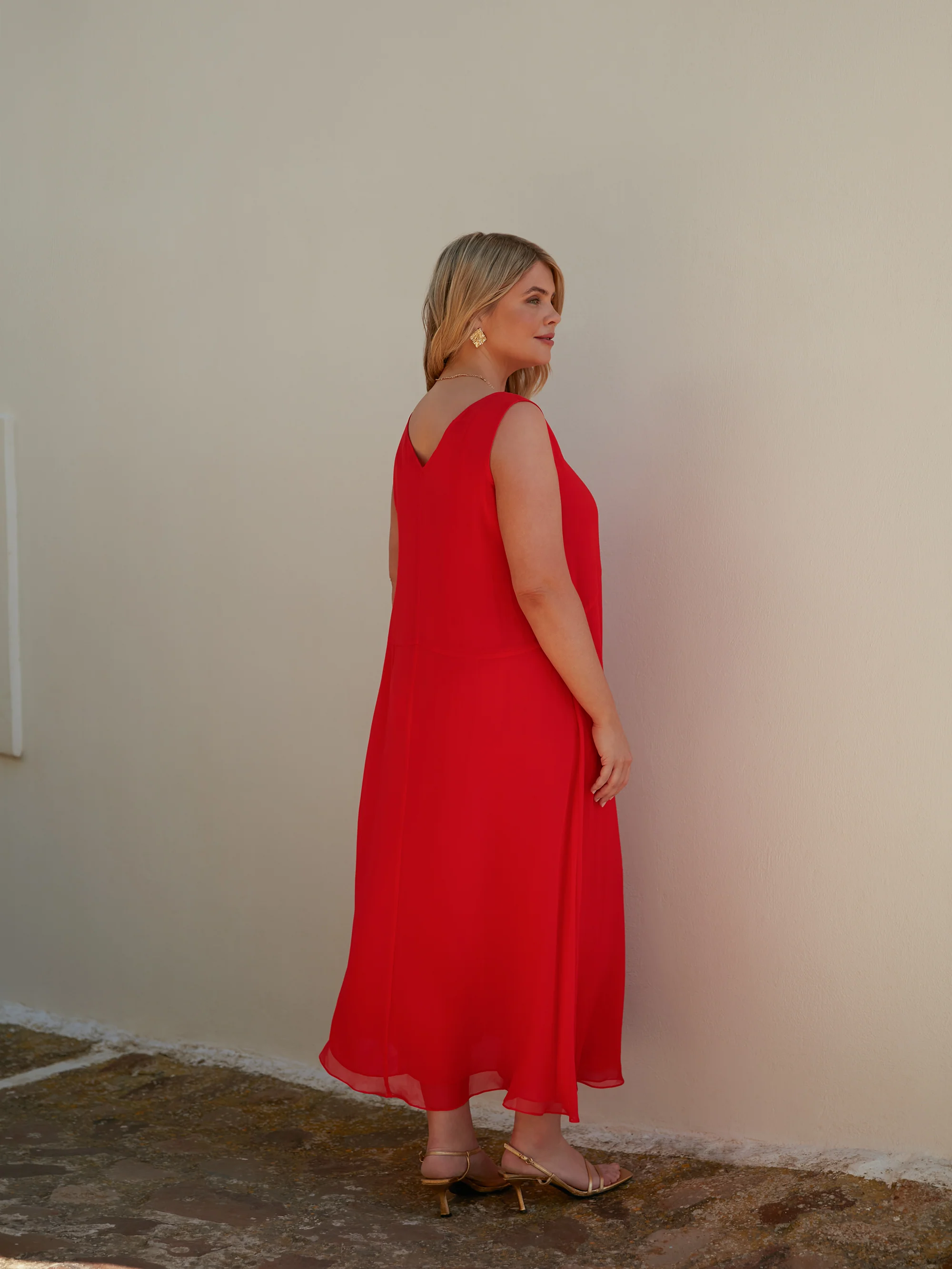 Red Floral Print Sleeveless Maxi Dress - Image 6