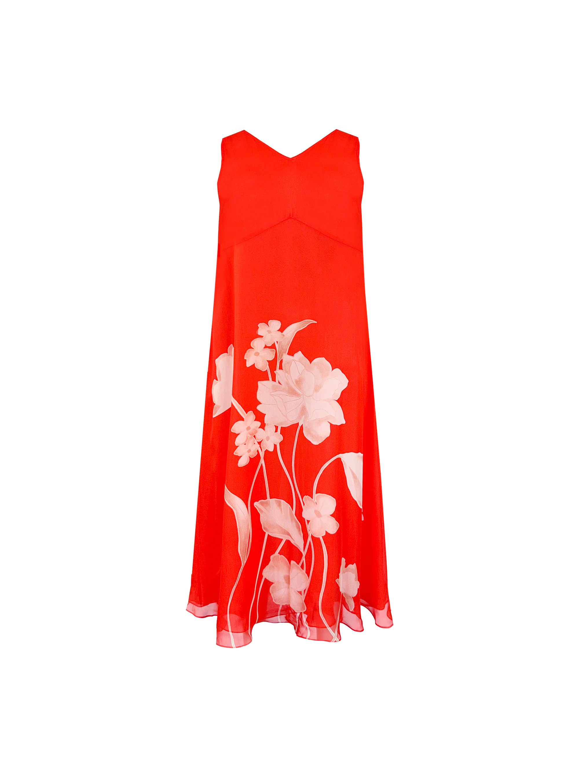 Red Floral Print Sleeveless Maxi Dress - Image 7