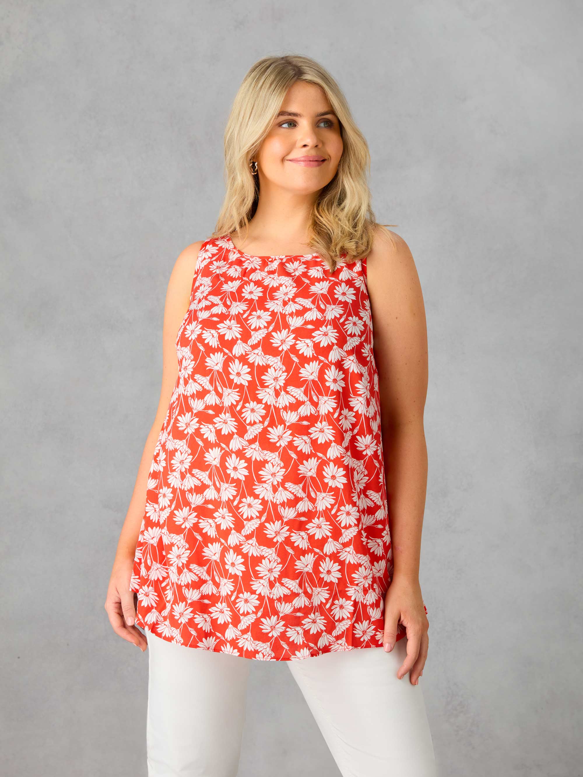 Red Floral Print Vest - Image 3