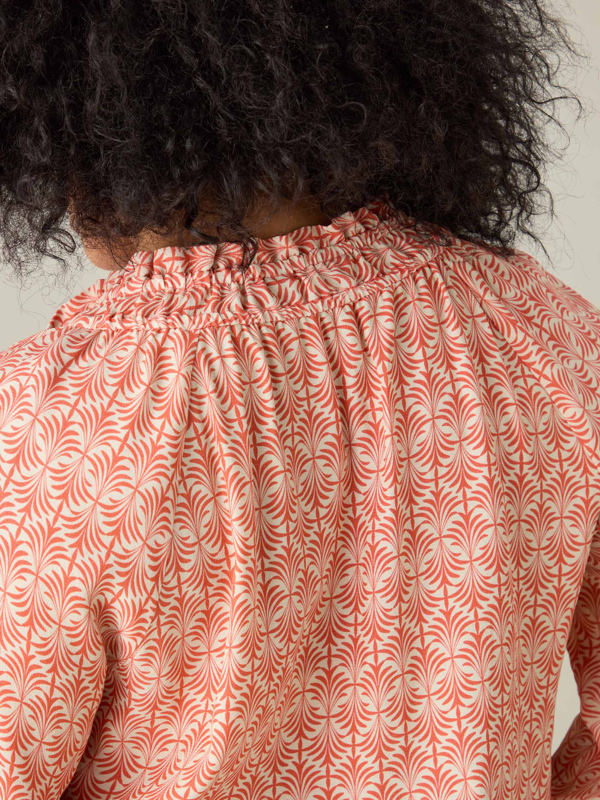 Red Geo Ruched Neck Blouse - Image 3