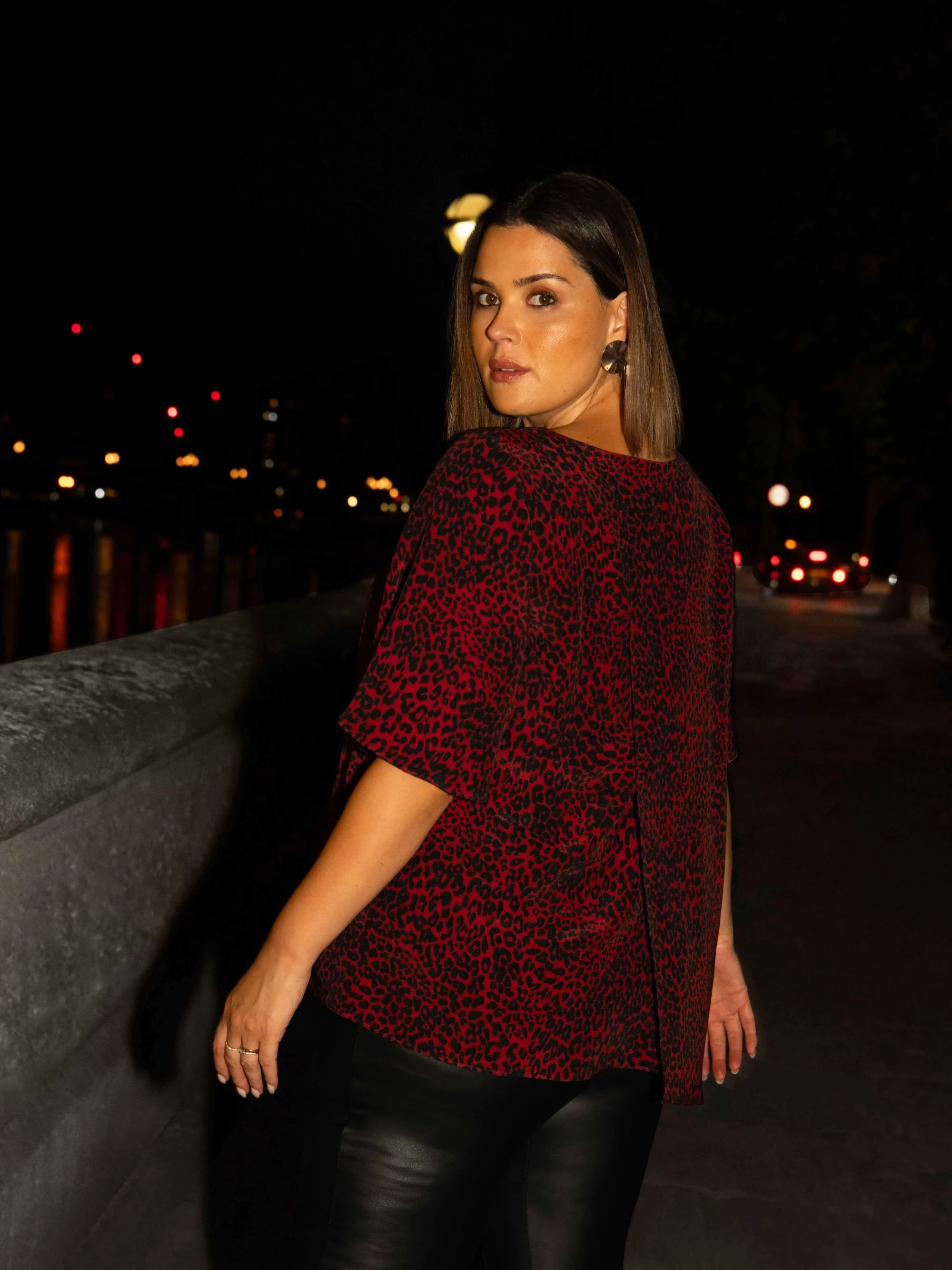 Red Leopard Print Asymmetric Top - Image 2