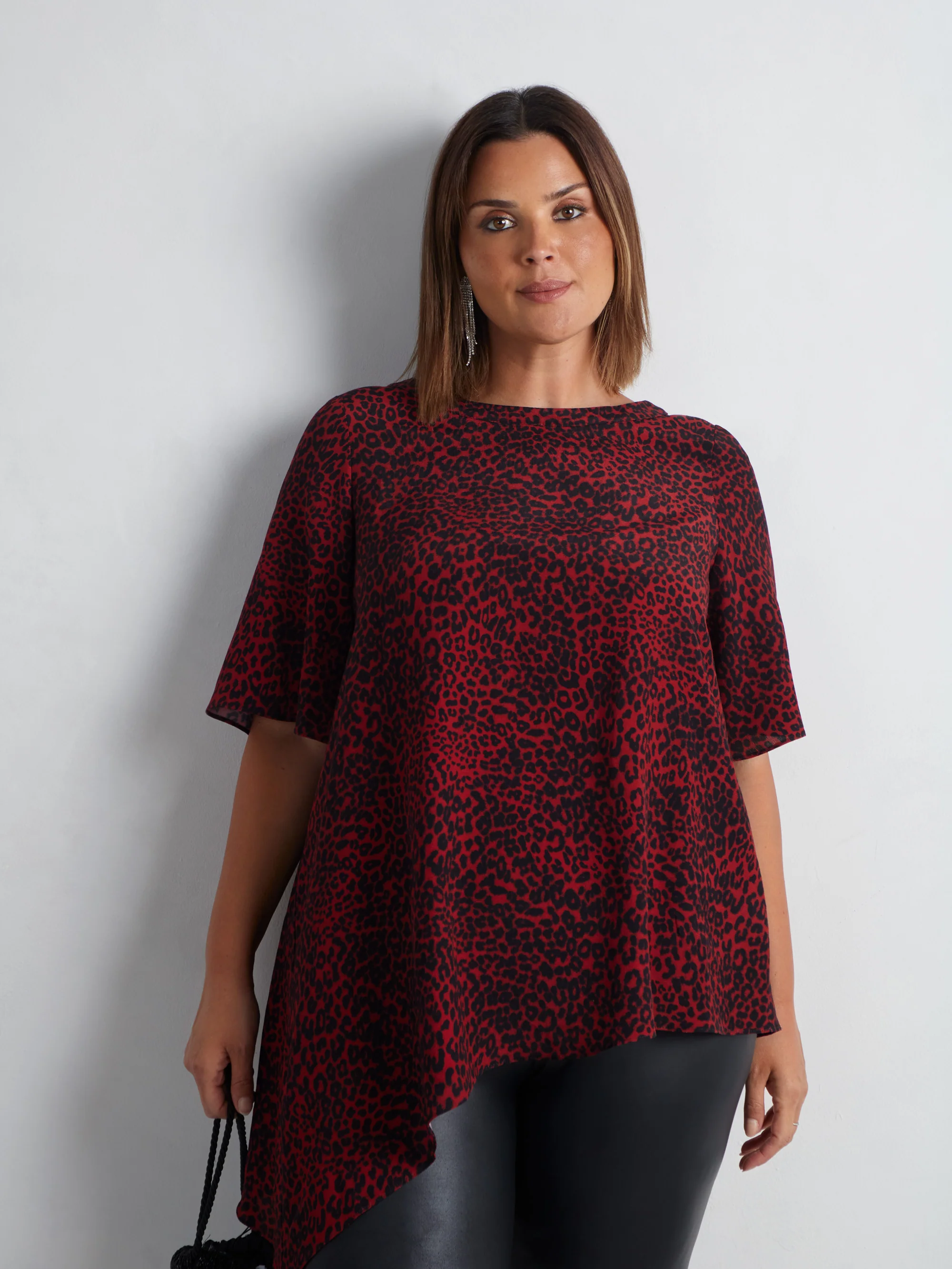 Red Leopard Print Asymmetric Top - Image 6