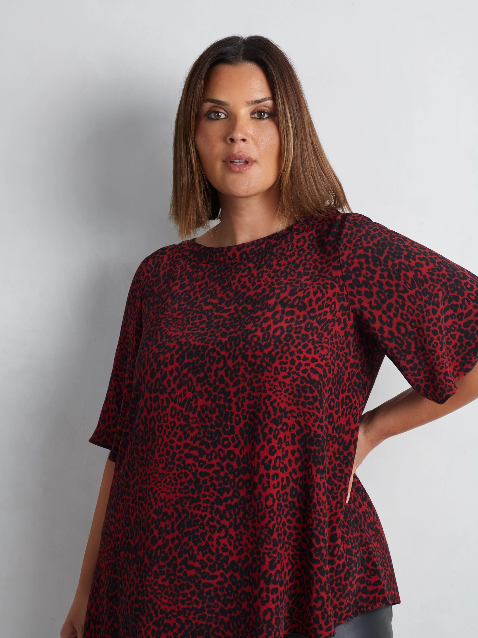 Red Leopard Print Asymmetric Top - Image 7