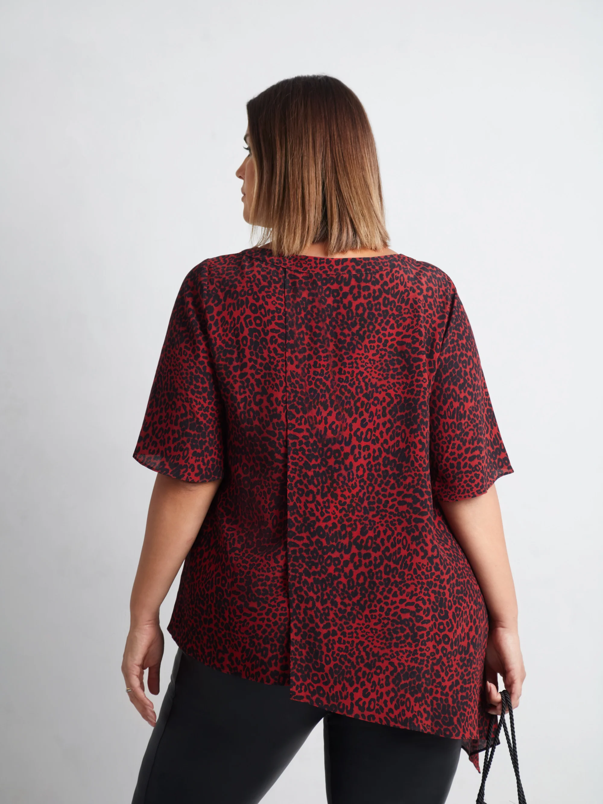 Red Leopard Print Asymmetric Top - Image 8