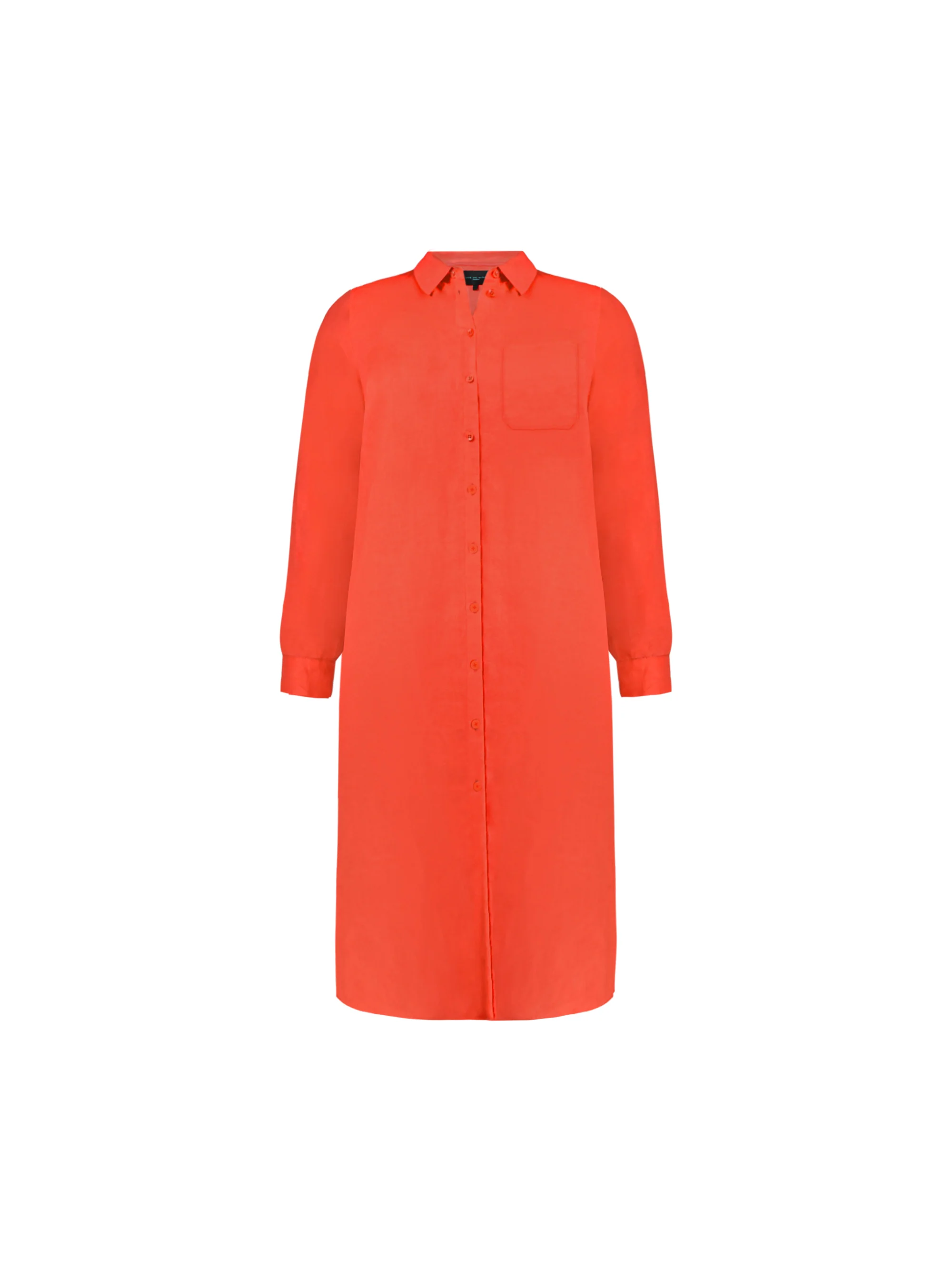 Red Linen Longline Shirt Dress - Image 6