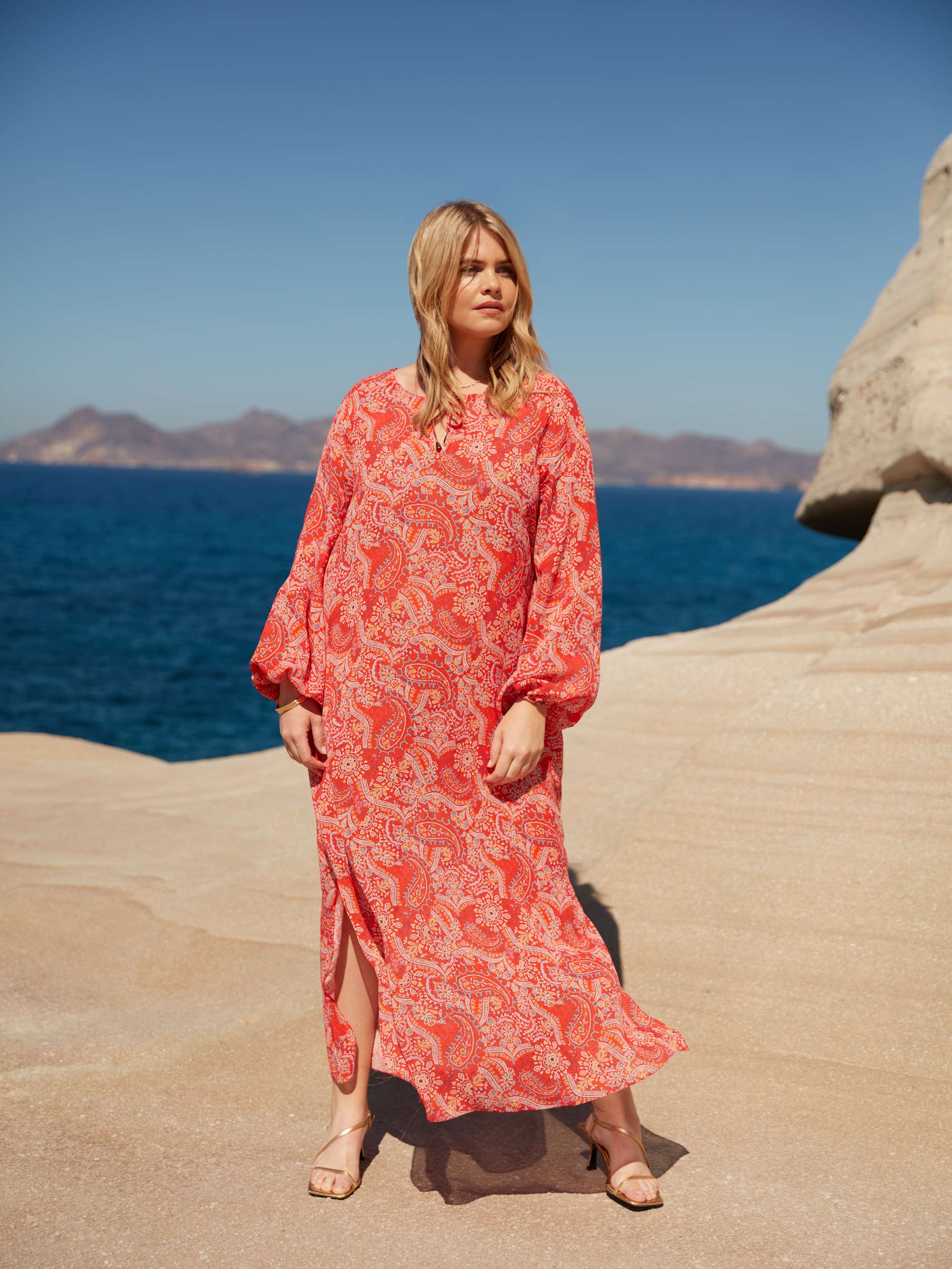 Red Paisley Boho Maxi Dress - Image 2