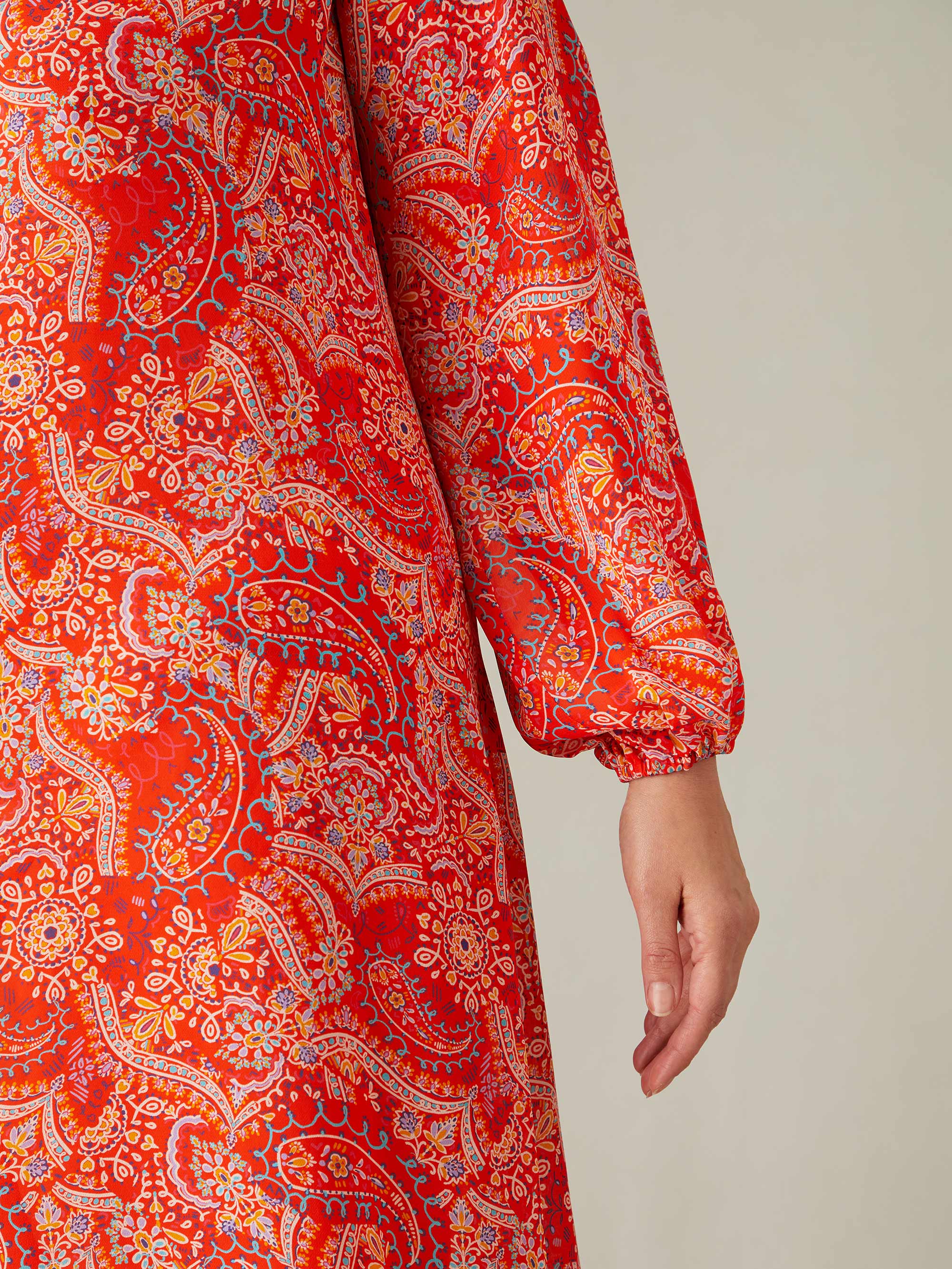 Red Paisley Boho Maxi Dress - Image 5