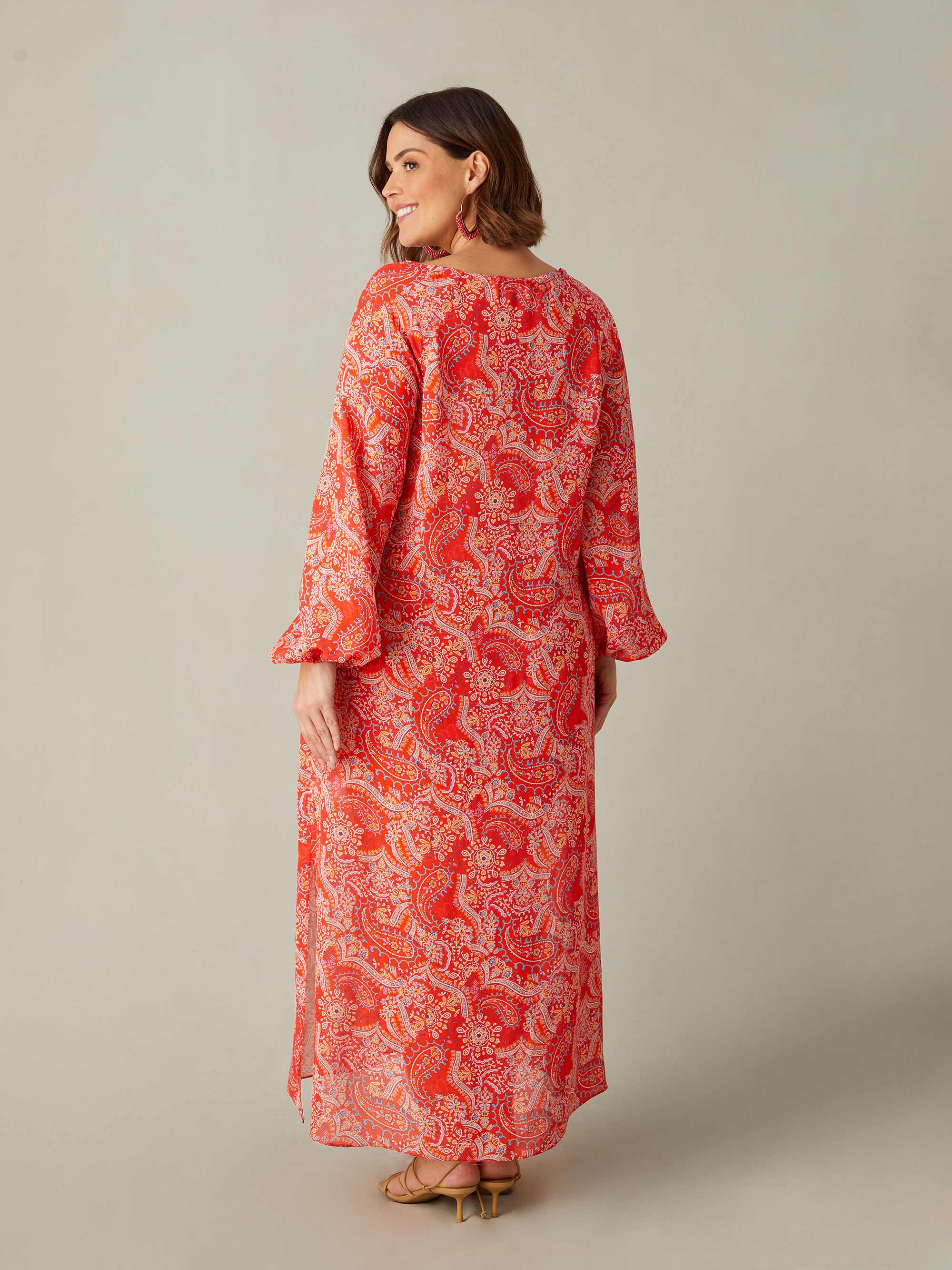 Red Paisley Boho Maxi Dress - Image 6