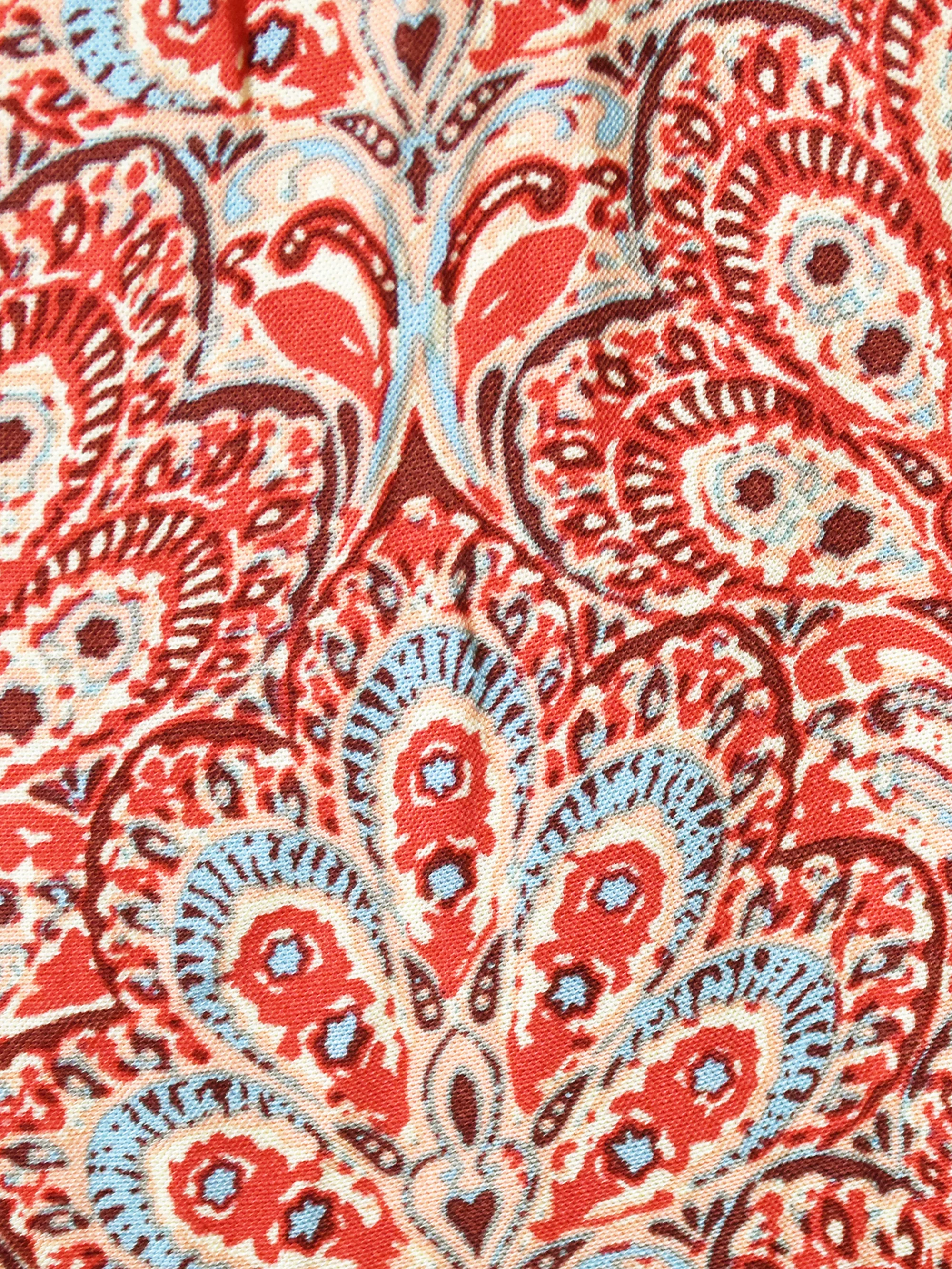 Red Paisley Print Shirred Neck Blouse - Image 7