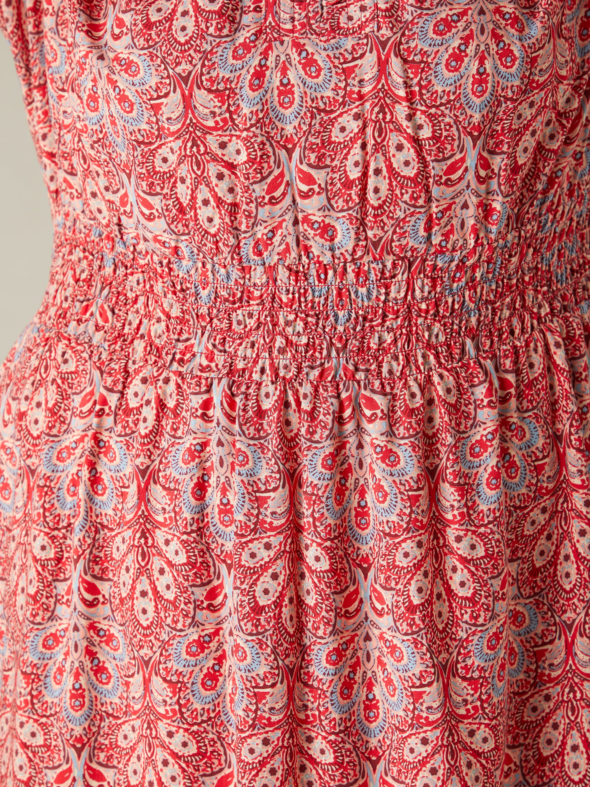 Red Paisley Shirred Waist Midaxi Dress - Image 6